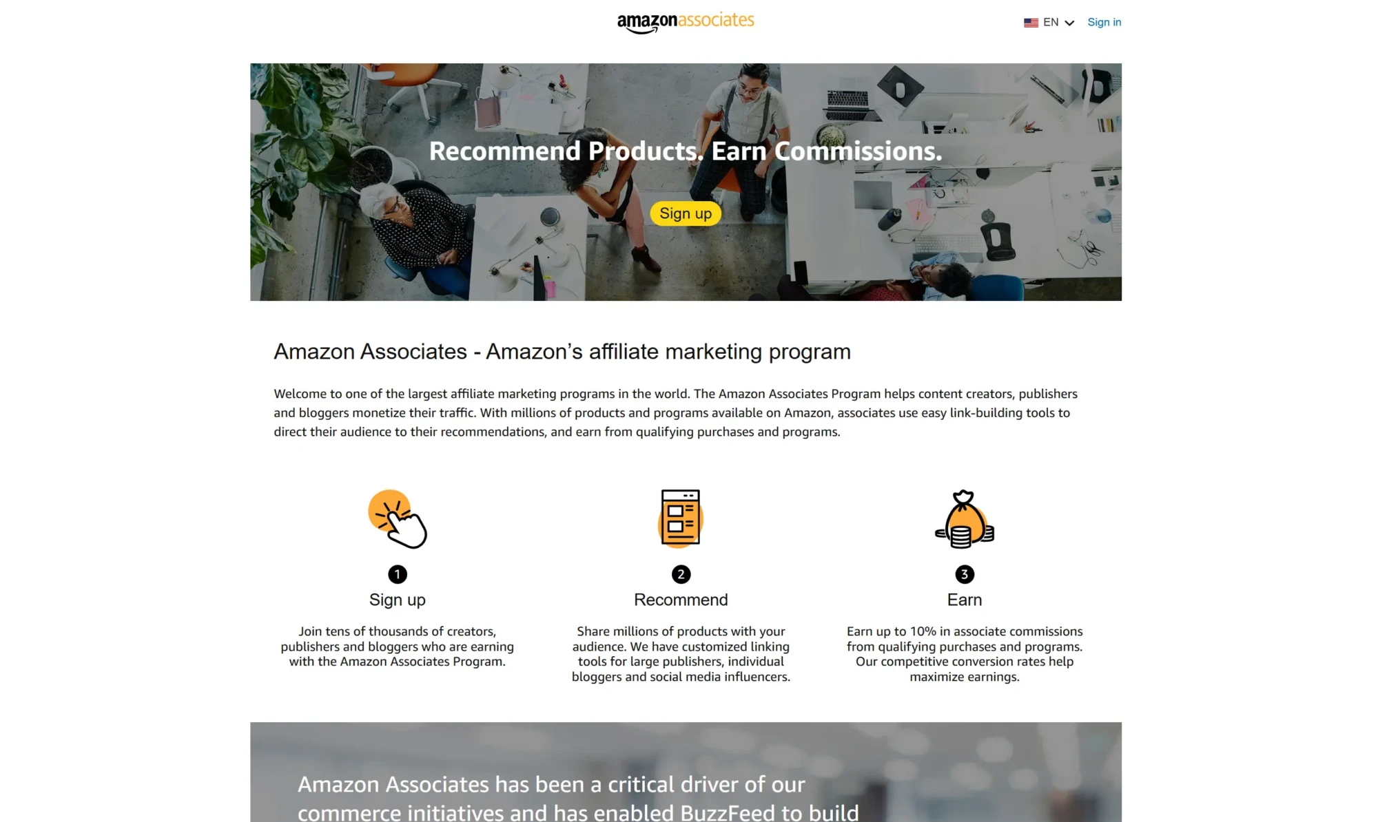 Amazon Associates screenshot