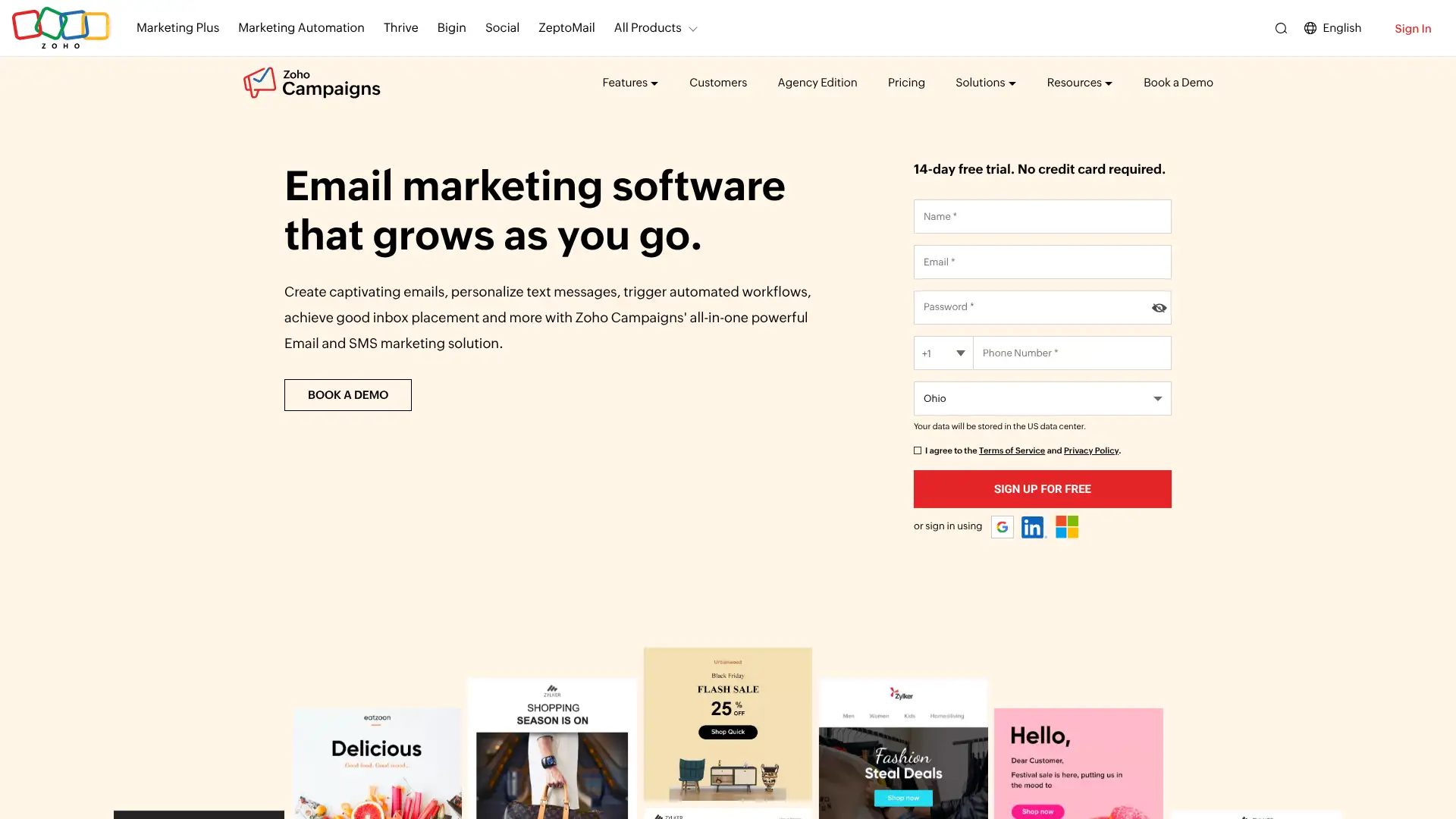 Zoho Campaigns screenshot