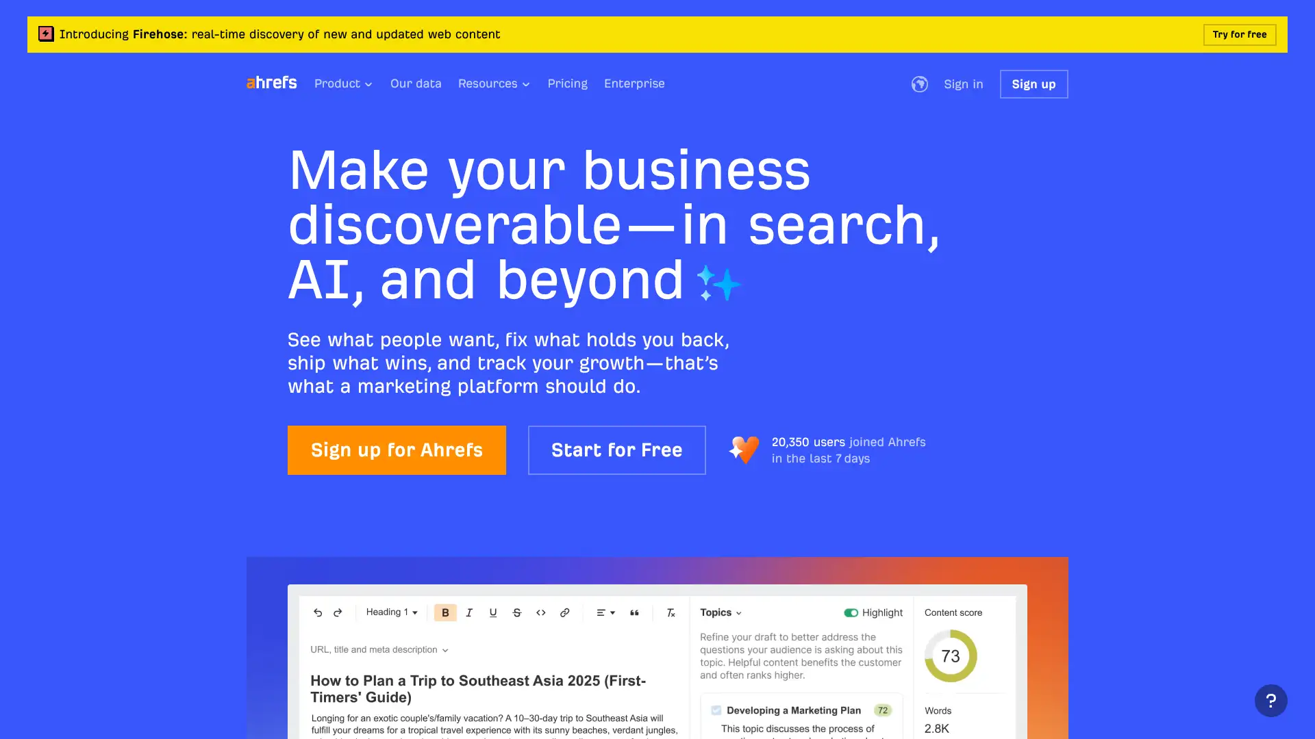 Ahrefs screenshot