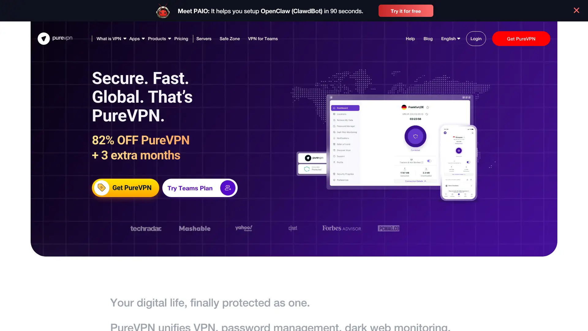PureVPN screenshot