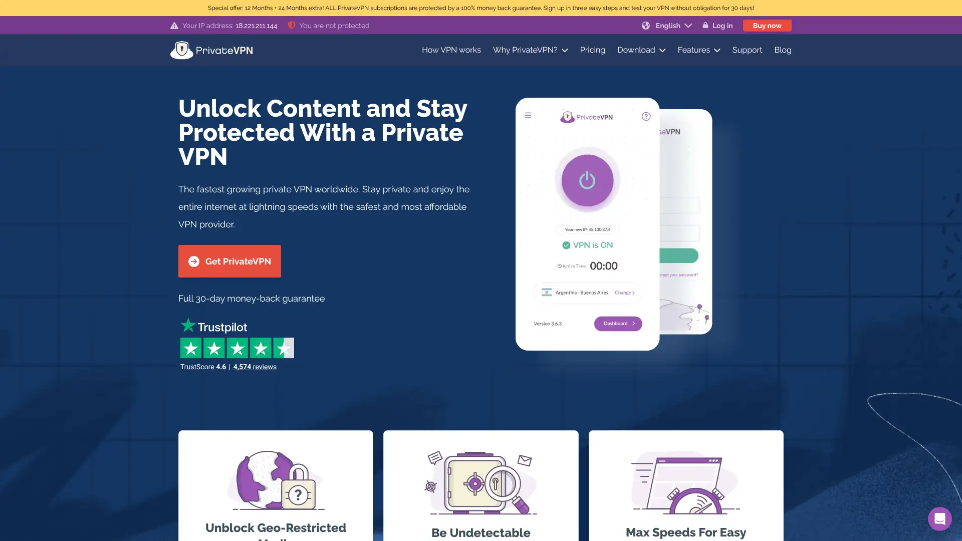 PrivateVPN screenshot