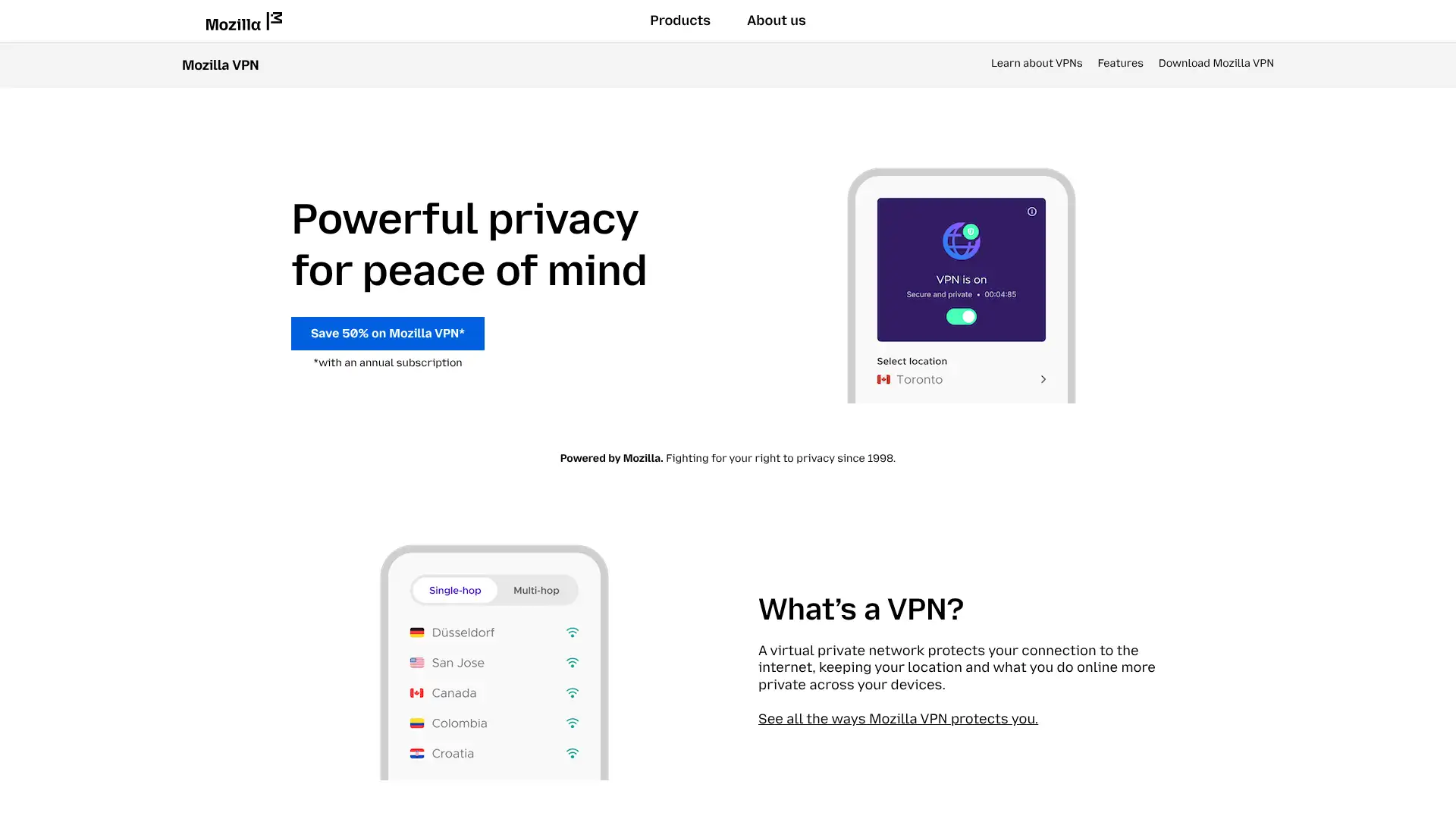 Mozilla VPN screenshot