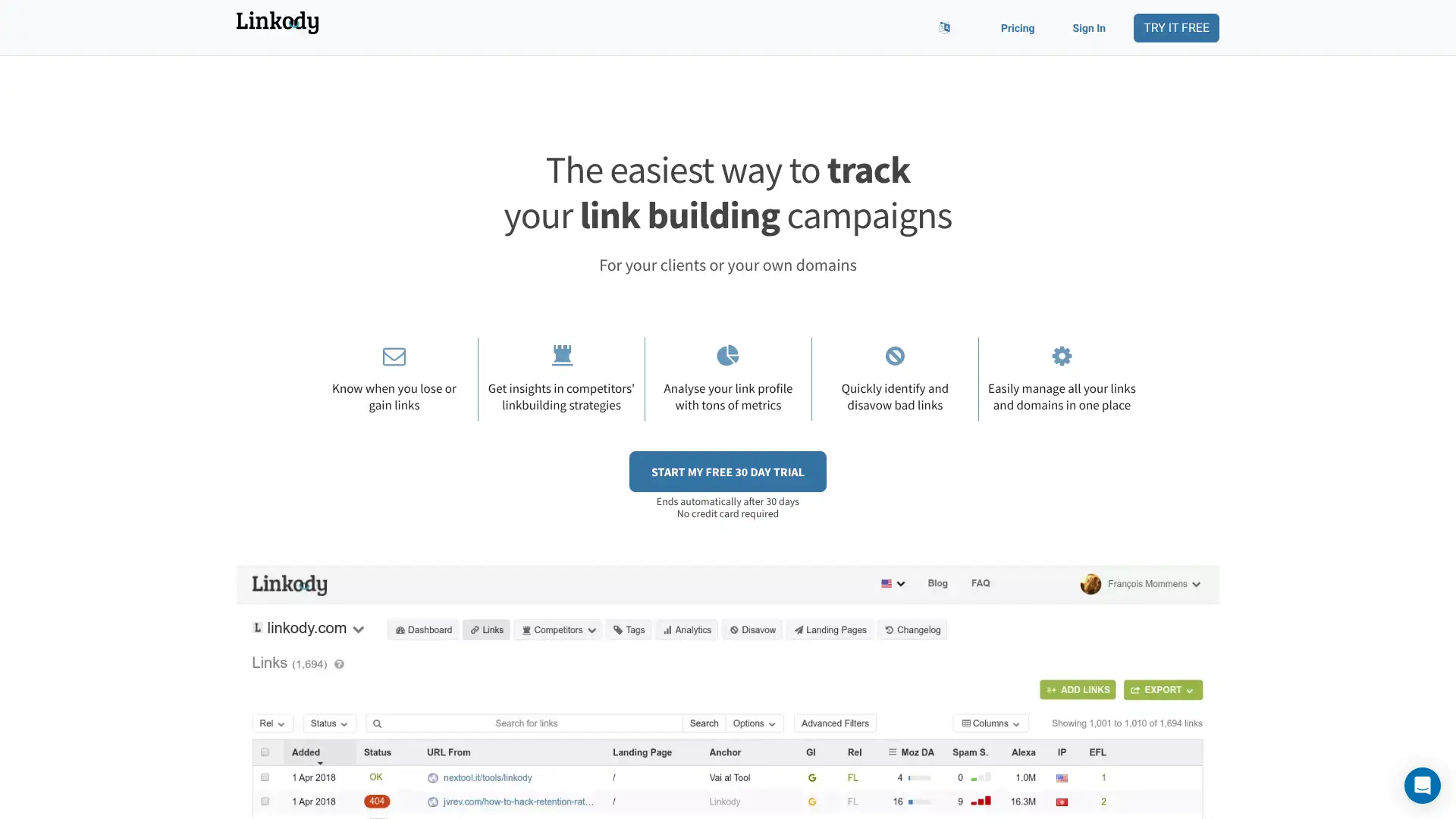 Linkody screenshot