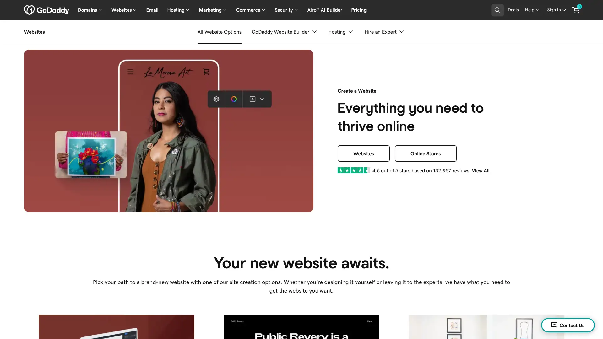 GoDaddy Website Builder screenshot