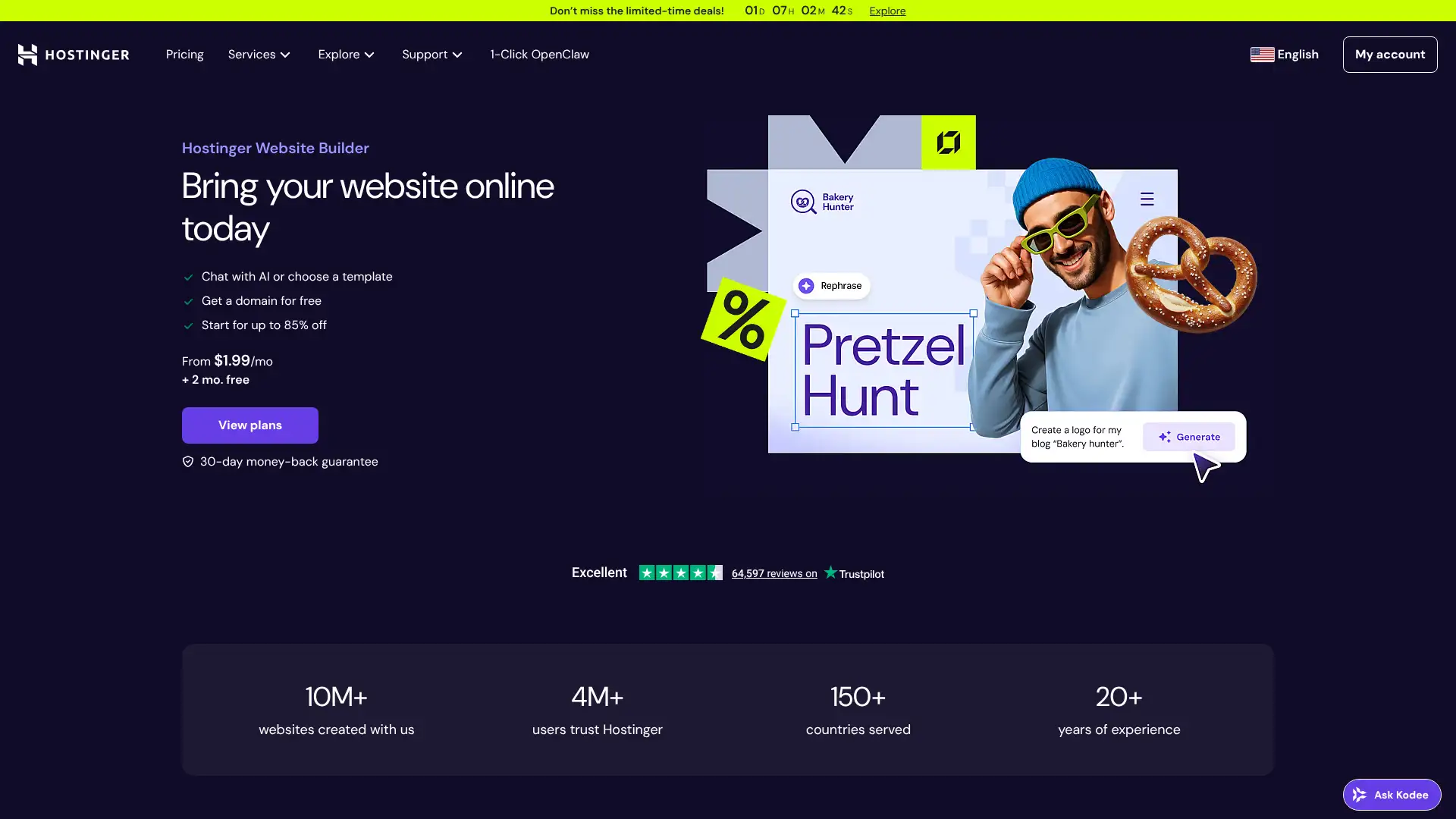Hostinger Website Builder screenshot