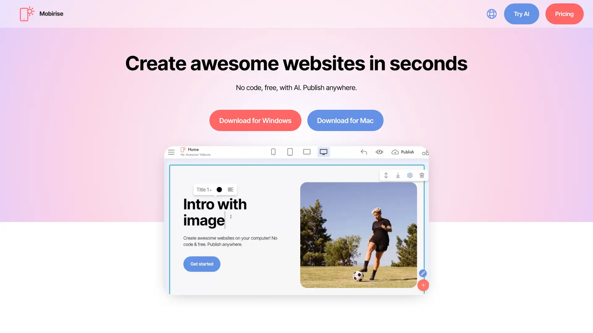 Mobirise screenshot