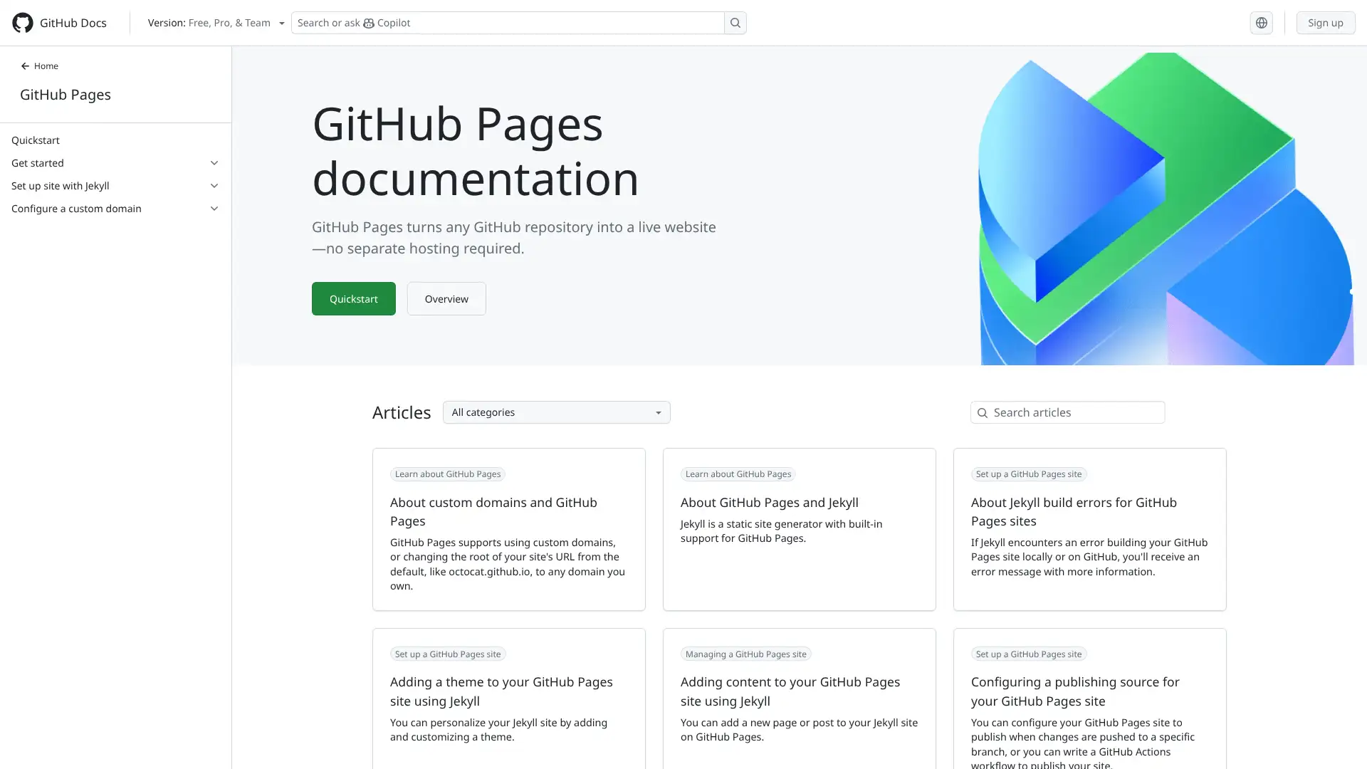 GitHub Pages screenshot