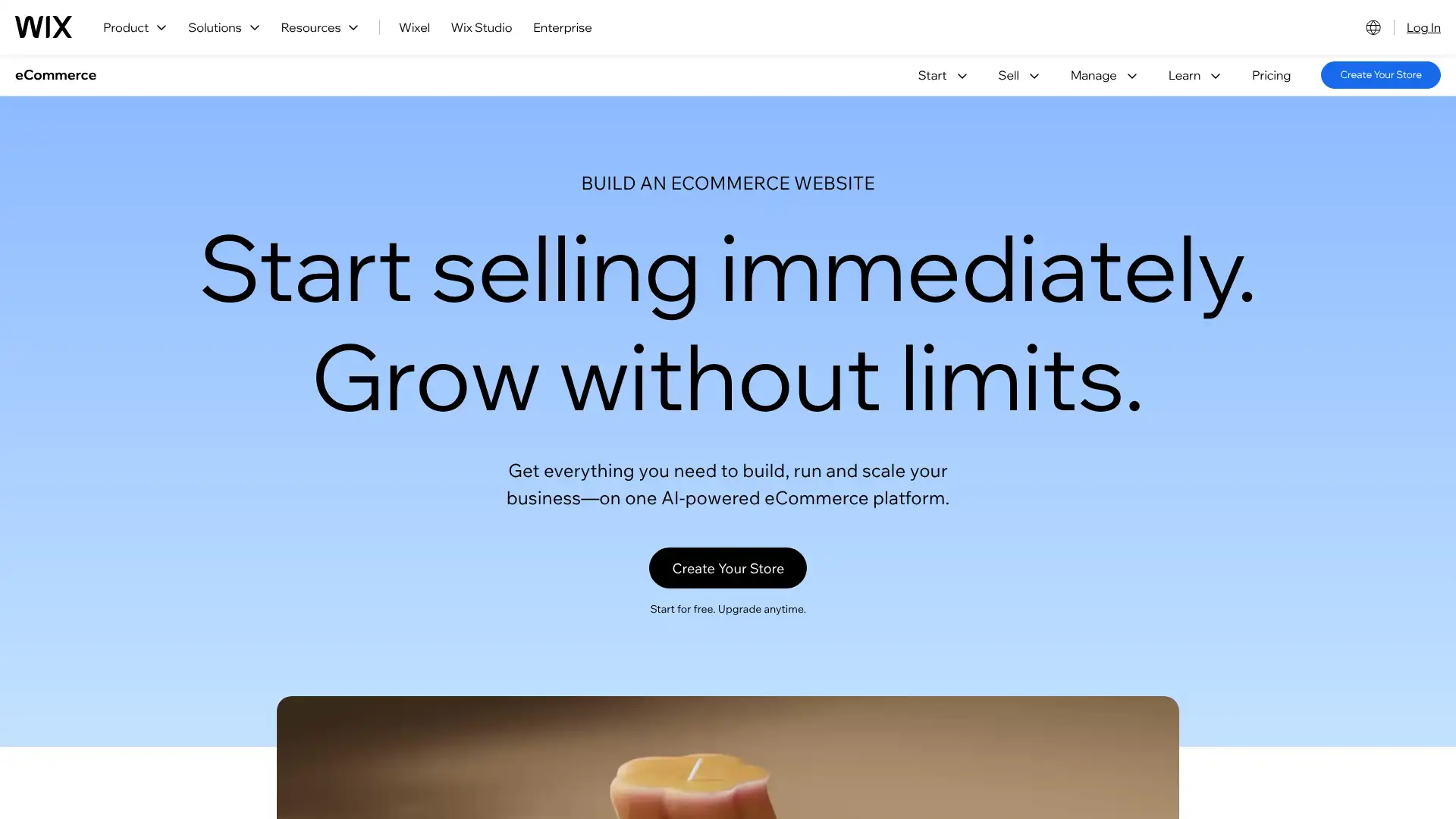 Wix ecommerce screenshot