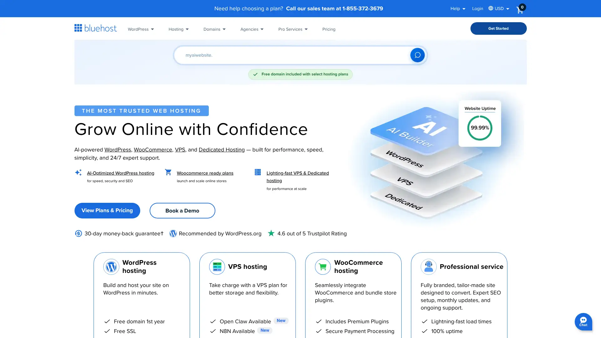 Bluehost screenshot