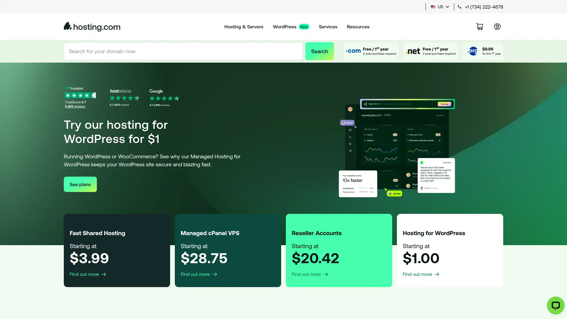 A2 Hosting (now Hosting.com) screenshot