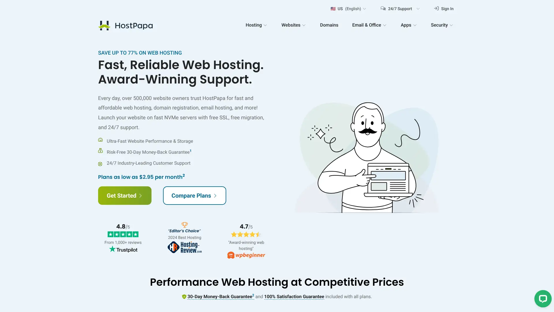 HostPapa, iPage, FatCow, and Arvixe screenshot