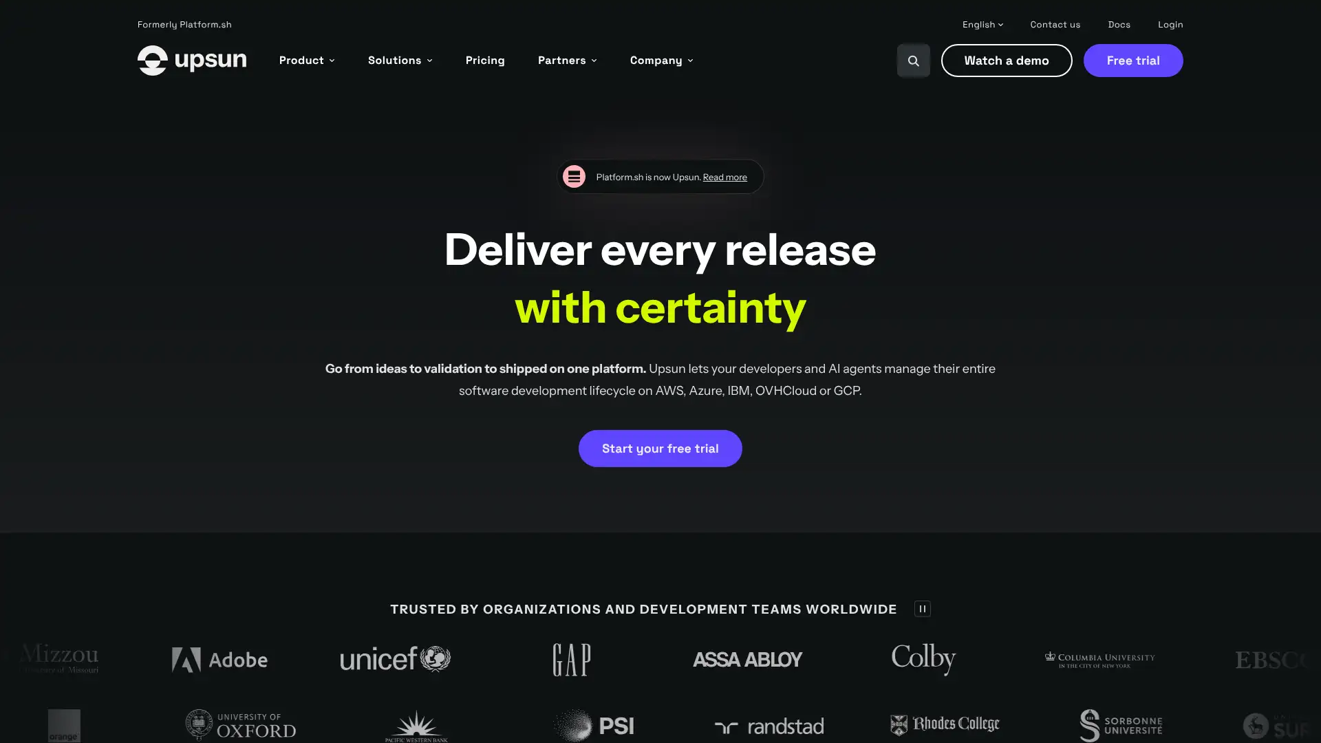 Platform.sh screenshot
