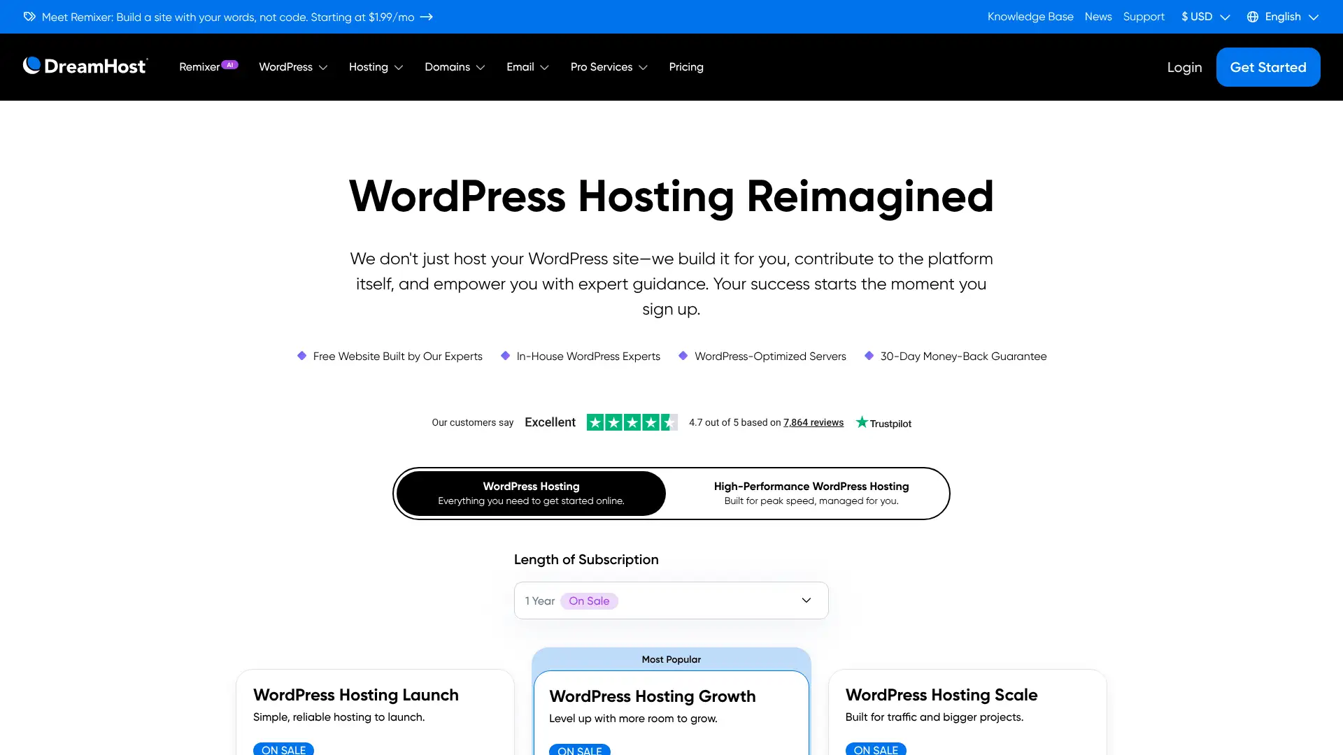 DreamHost Managed WordPress screenshot