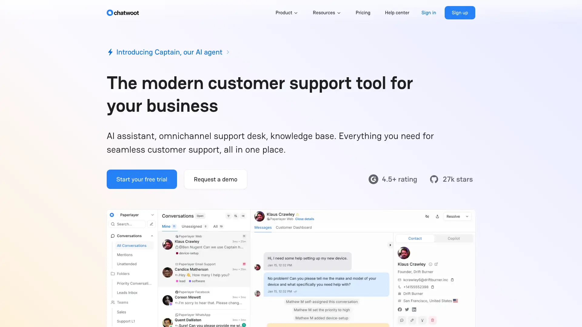 Chatwoot screenshot