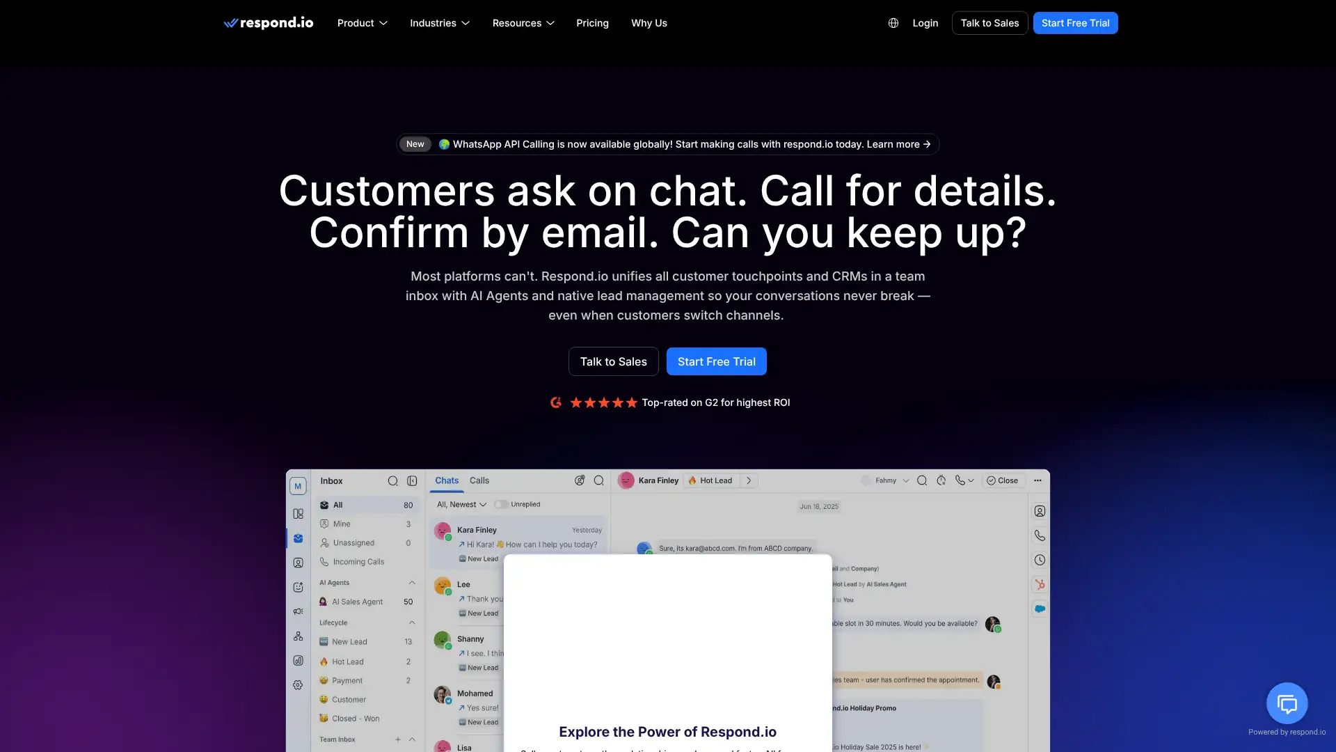 Rocketbots (now Respond.io) screenshot