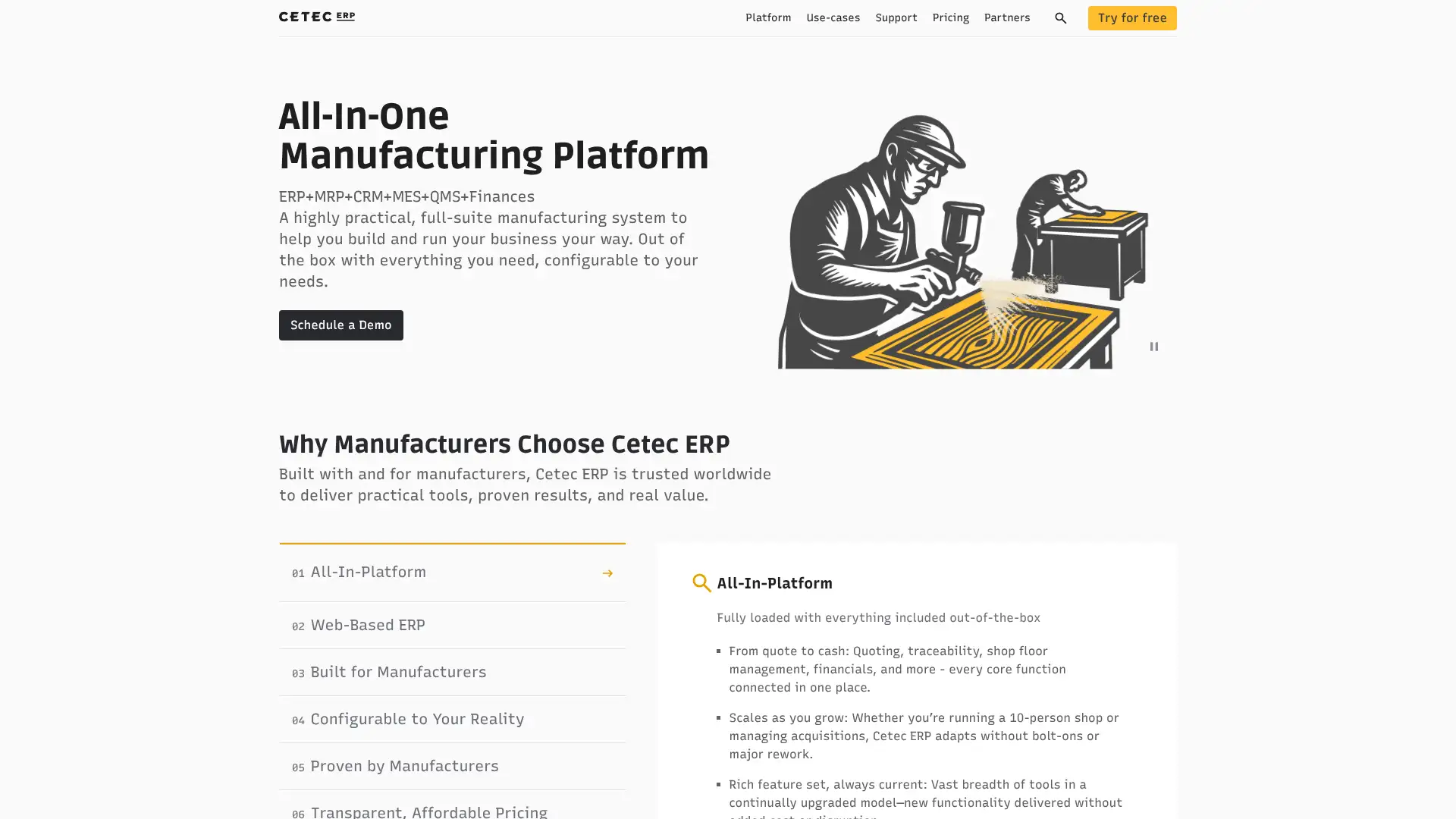 Cetec ERP screenshot