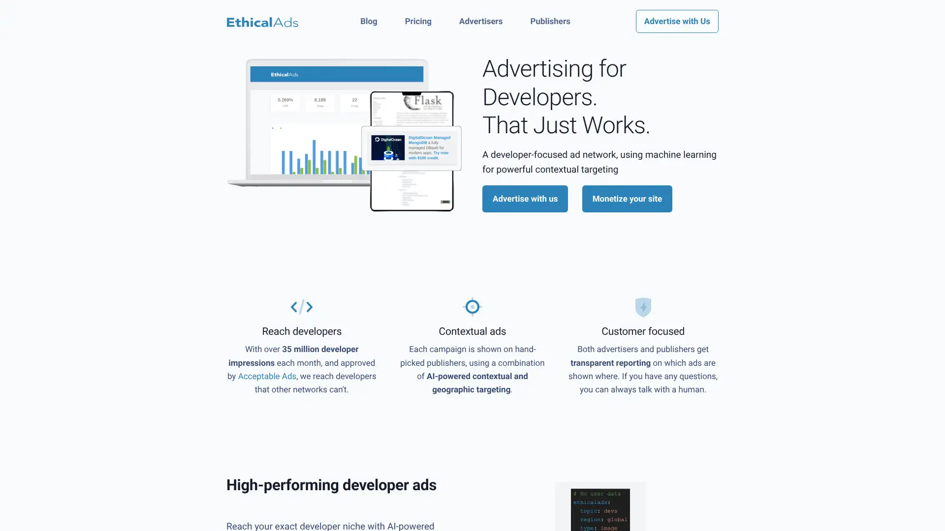 EthicalAds screenshot