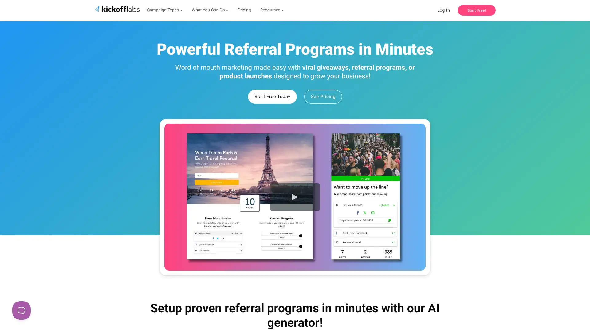 KickoffLabs screenshot