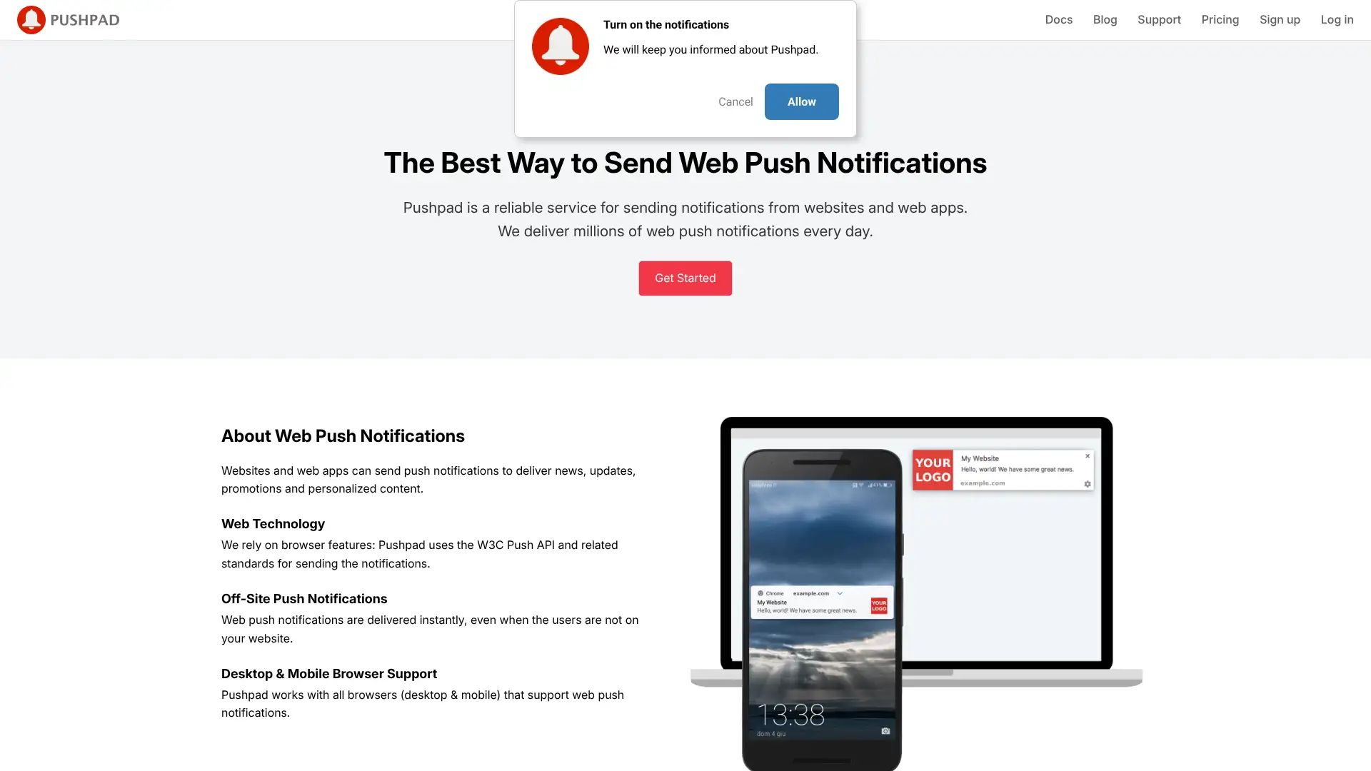 Pushpad screenshot
