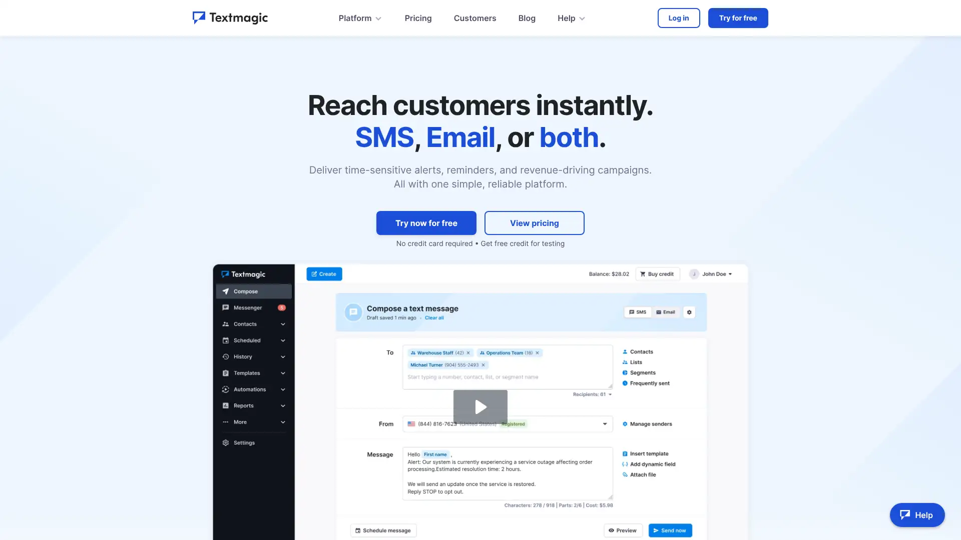 TextMagic screenshot