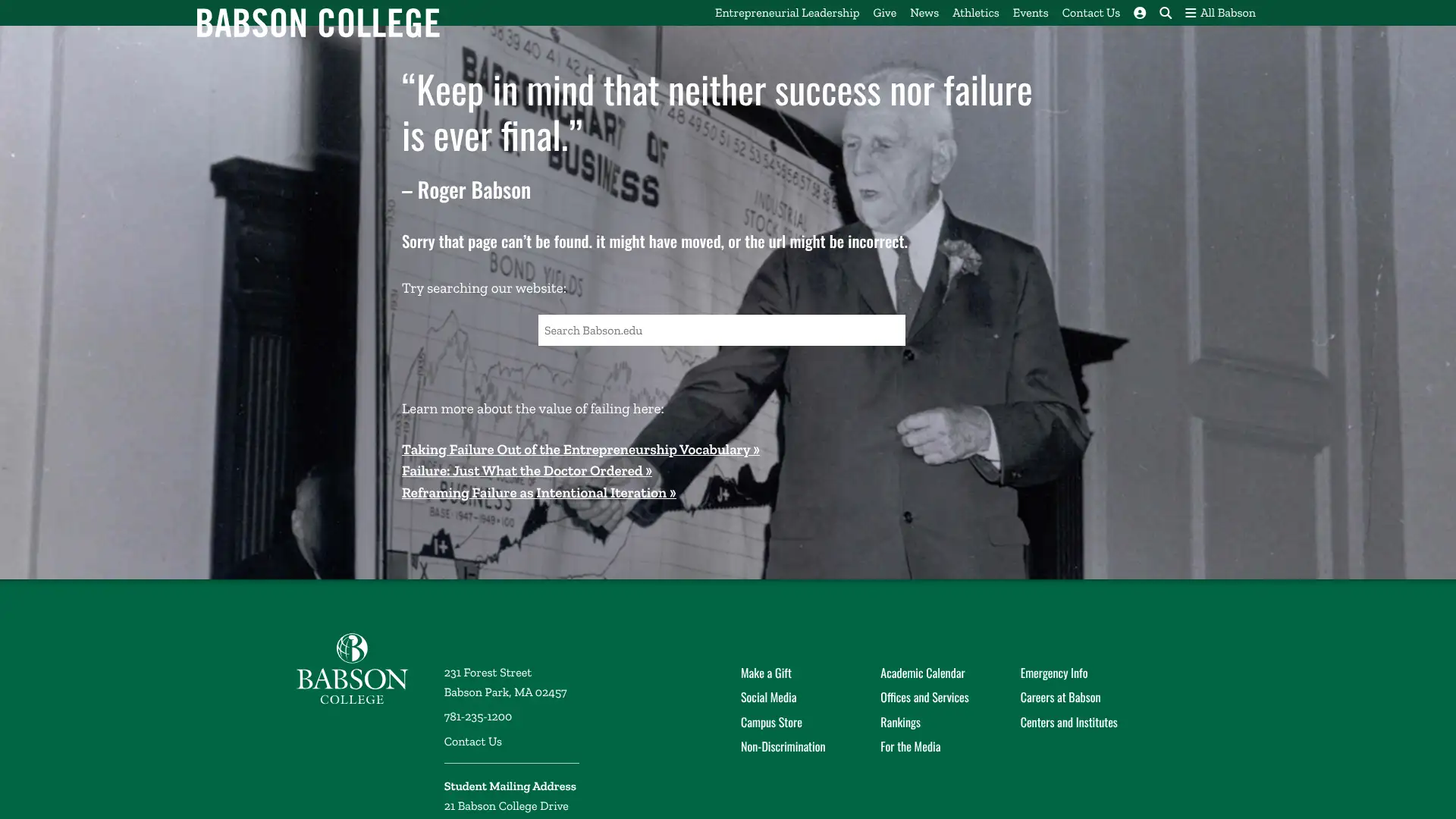 Babson College (F.W. Olin Graduate School) screenshot