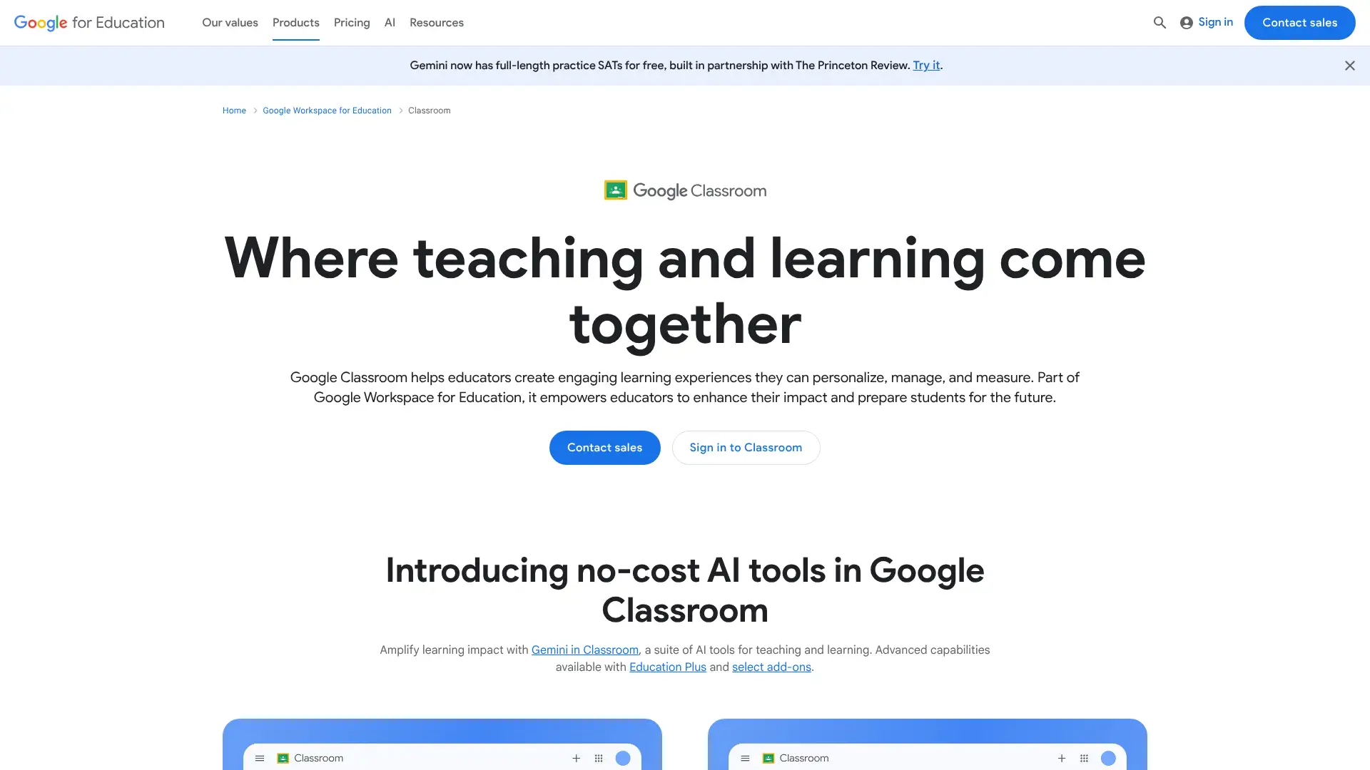 Google Classroom screenshot