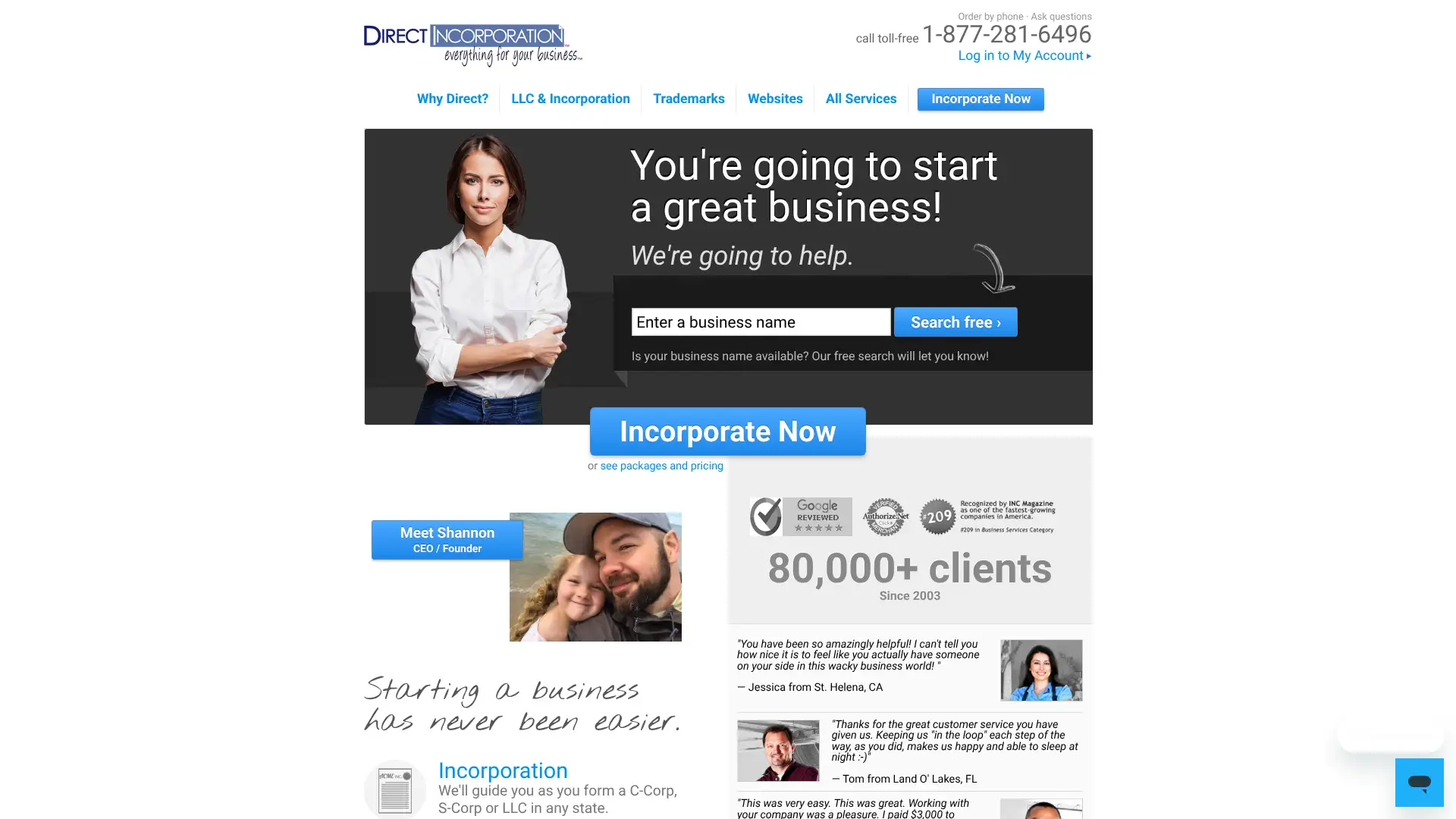 Direct Incorporation screenshot