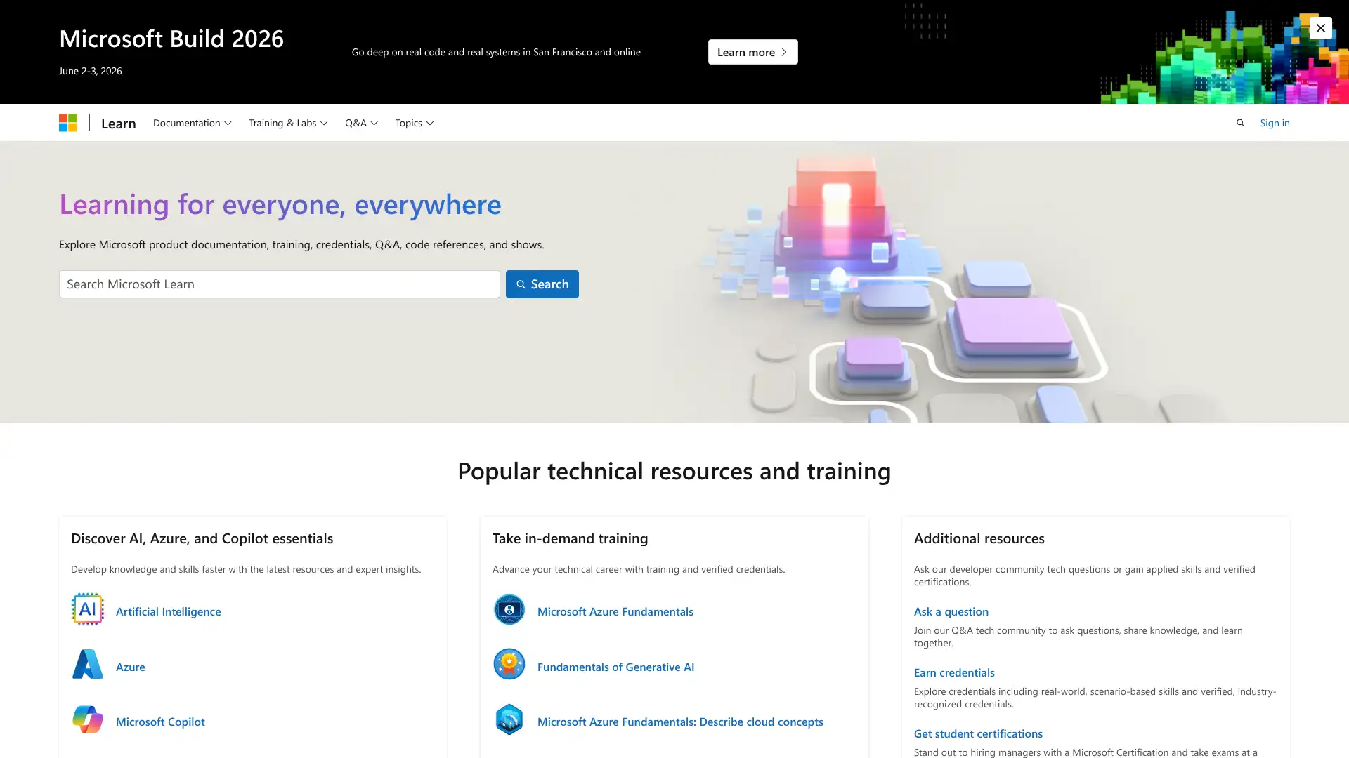 Microsoft Learn screenshot