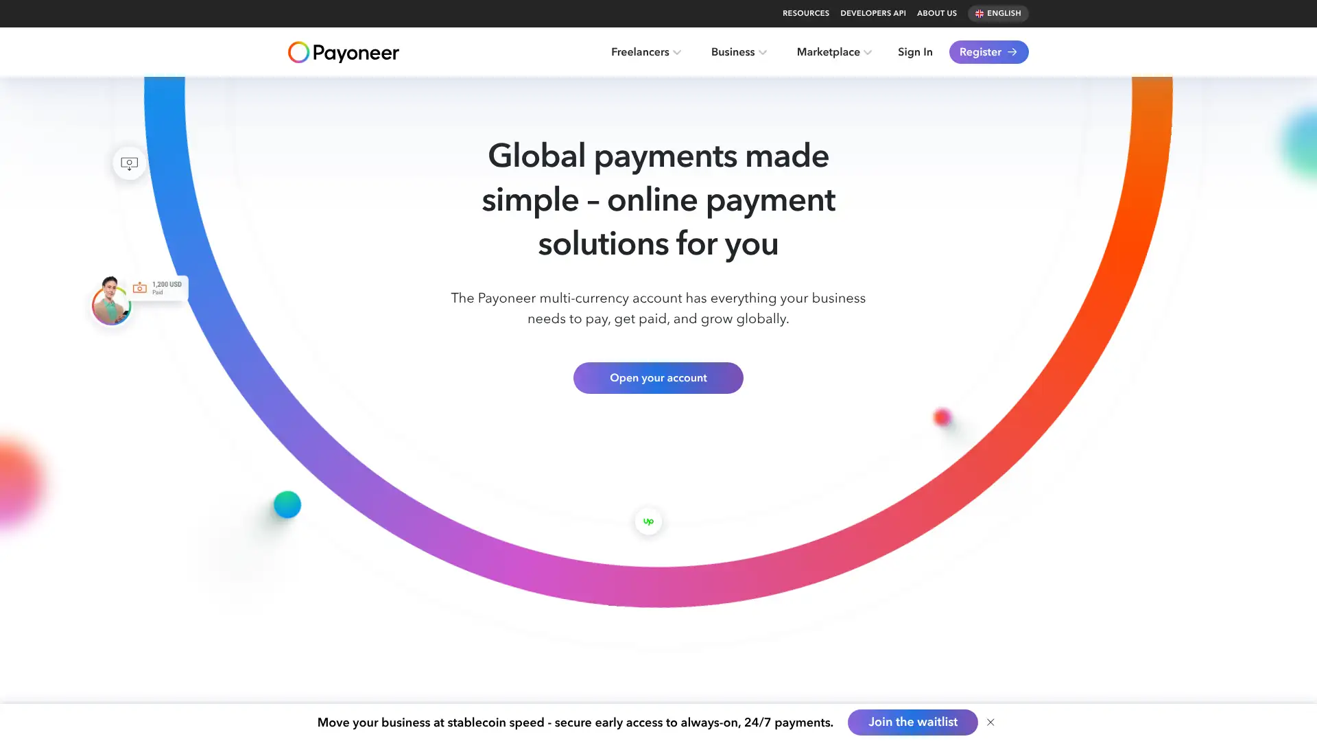 Payoneer screenshot