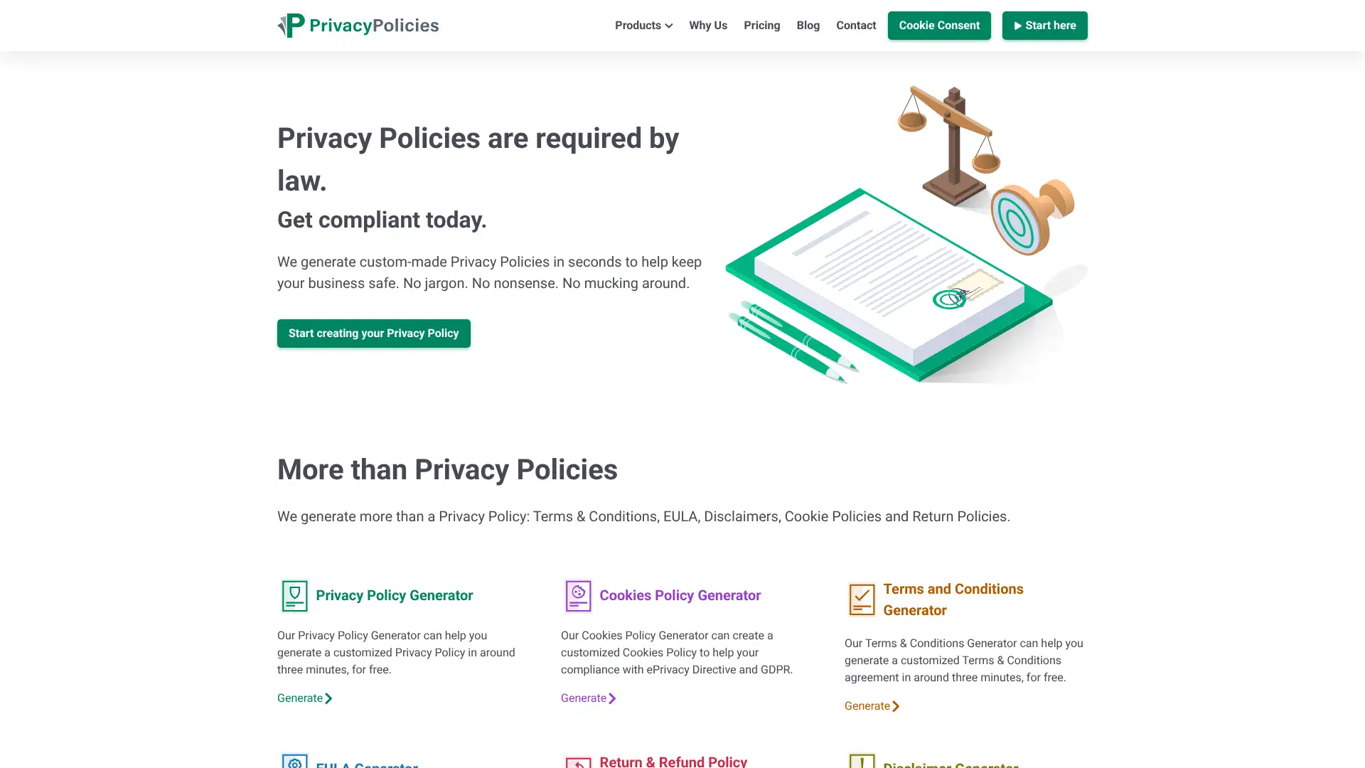 PrivacyPolicies.com screenshot