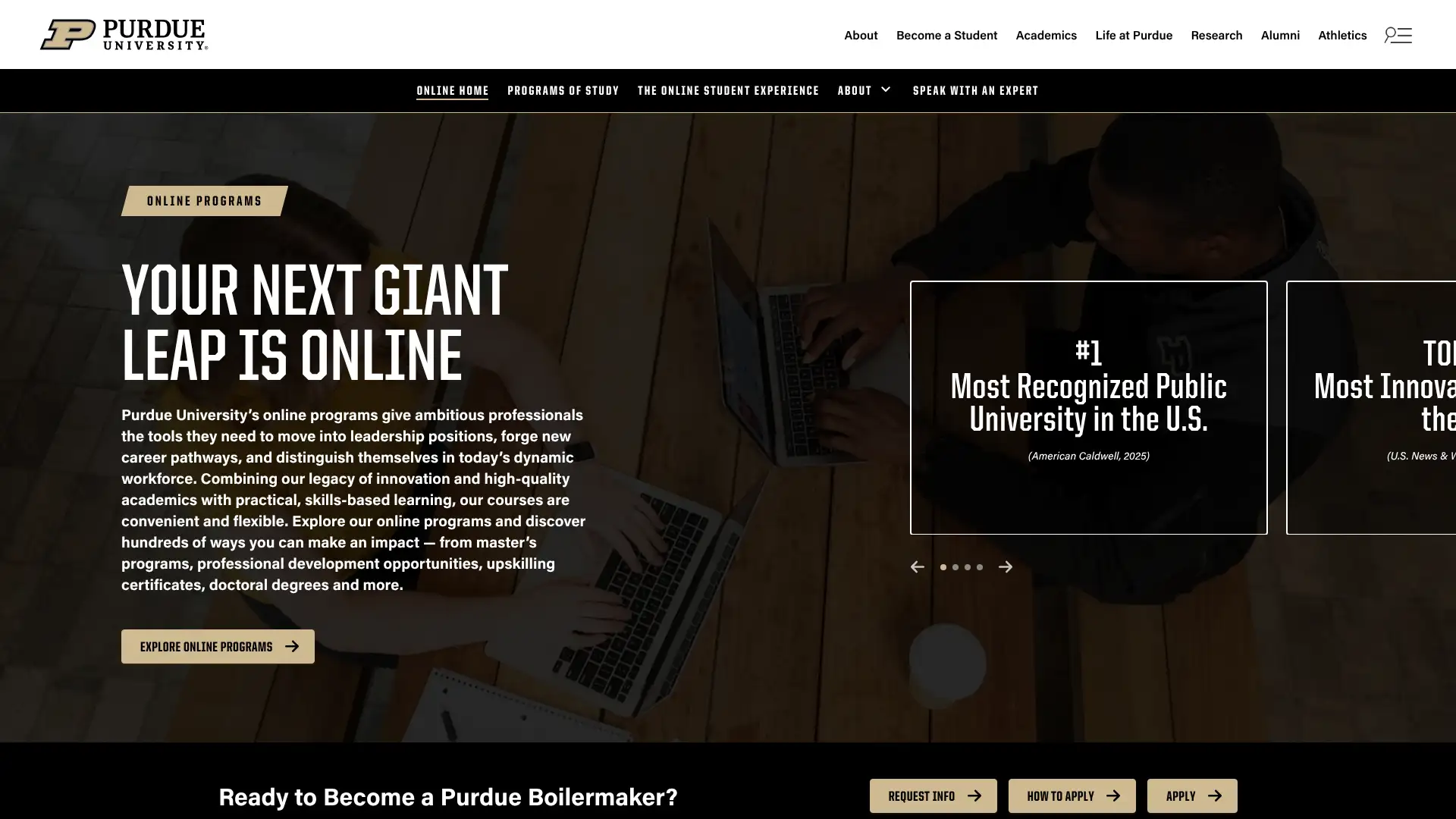 Purdue University Online MBA screenshot