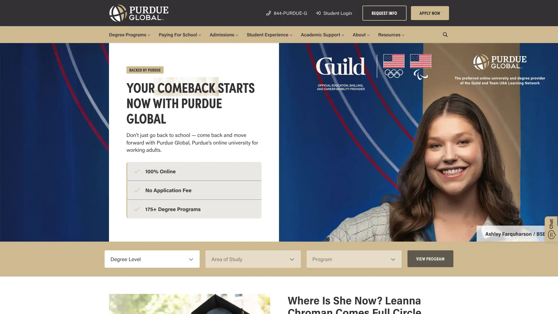 Purdue University Global (Online MBA) screenshot
