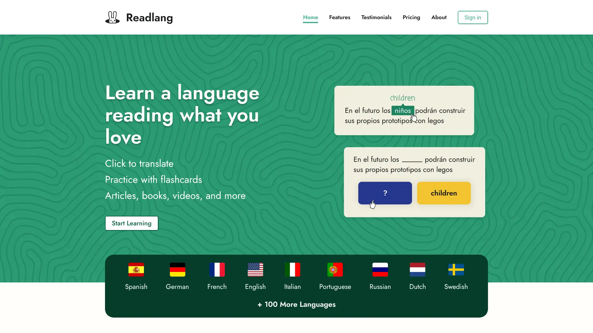 Readlang screenshot