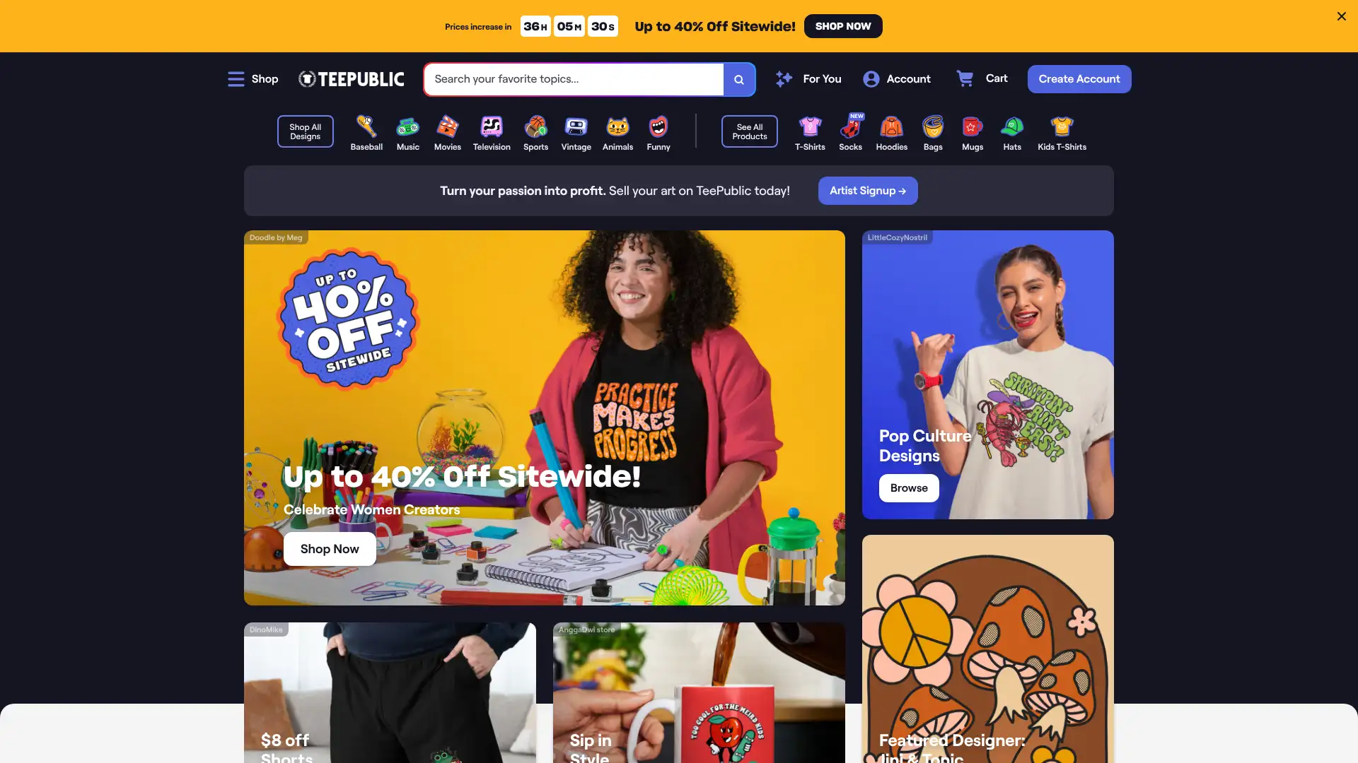 TeePublic screenshot