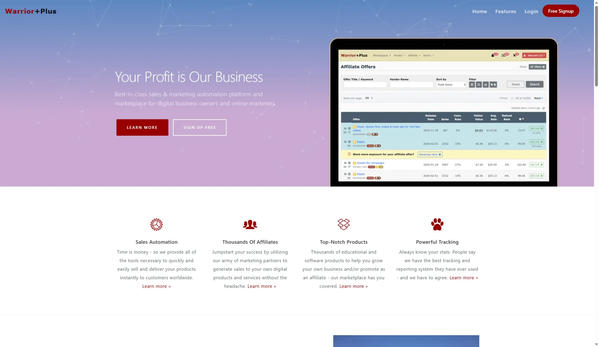 WarriorPlus screenshot