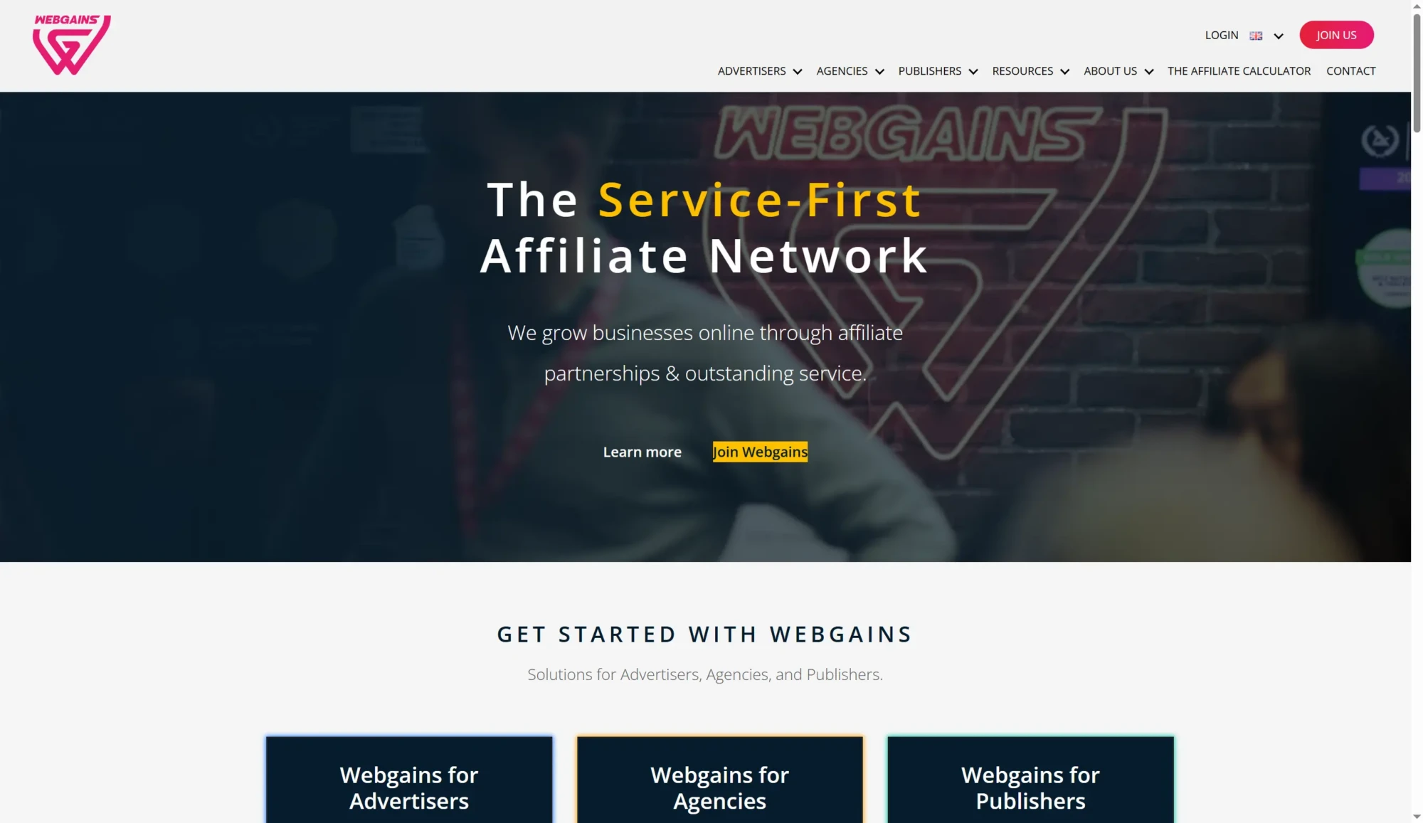 Webgains screenshot
