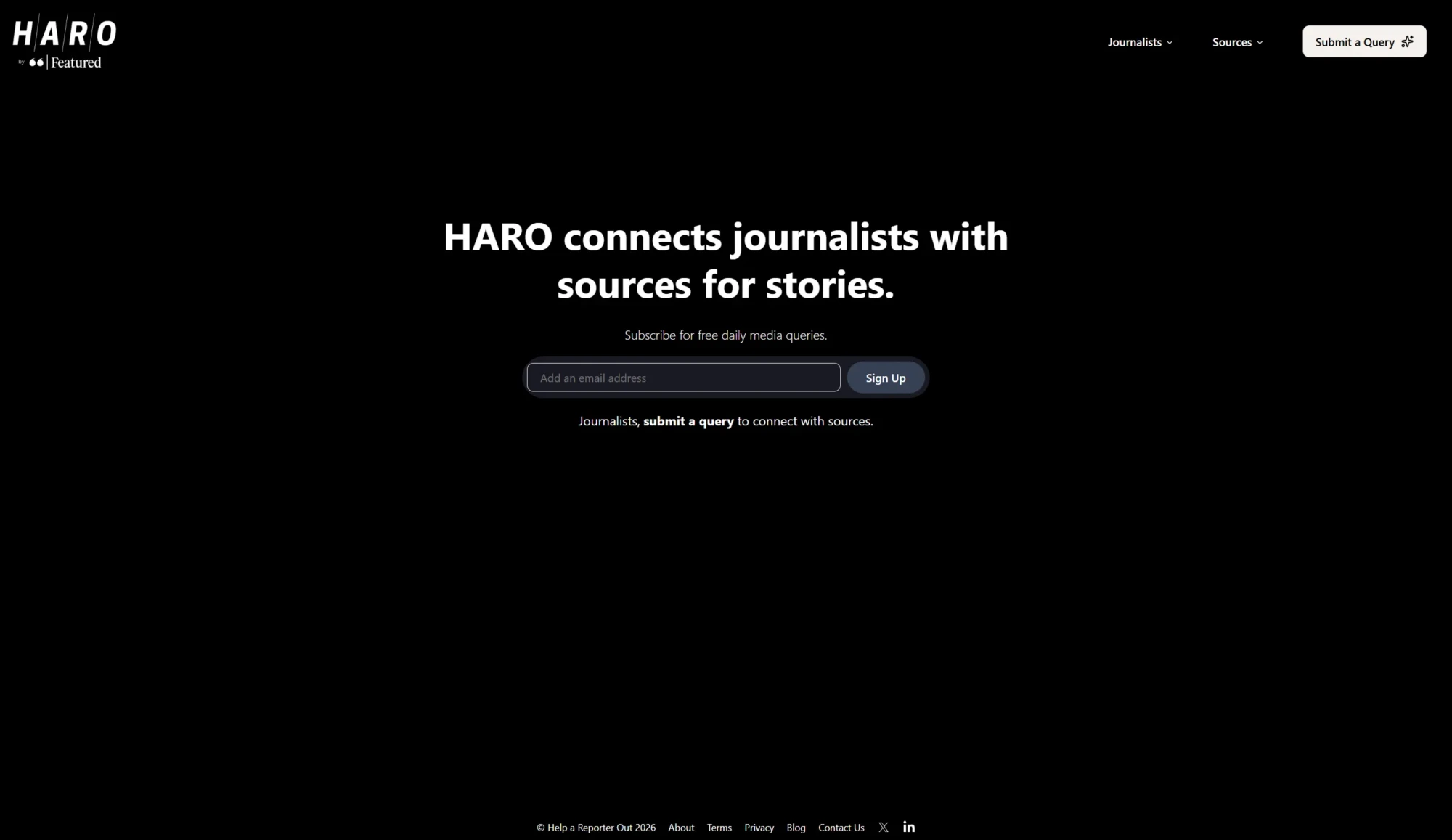 HARO (Help a Reporter Out) screenshot