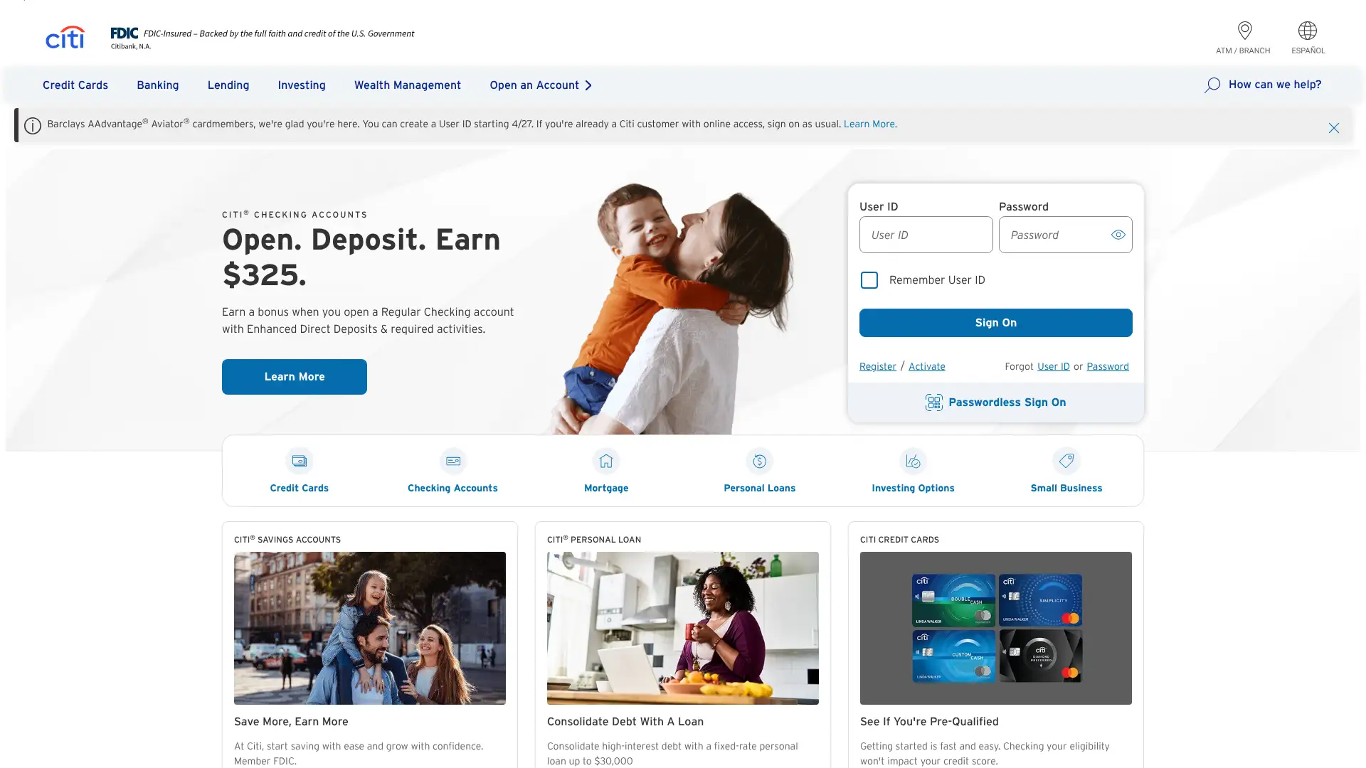 Citibank screenshot