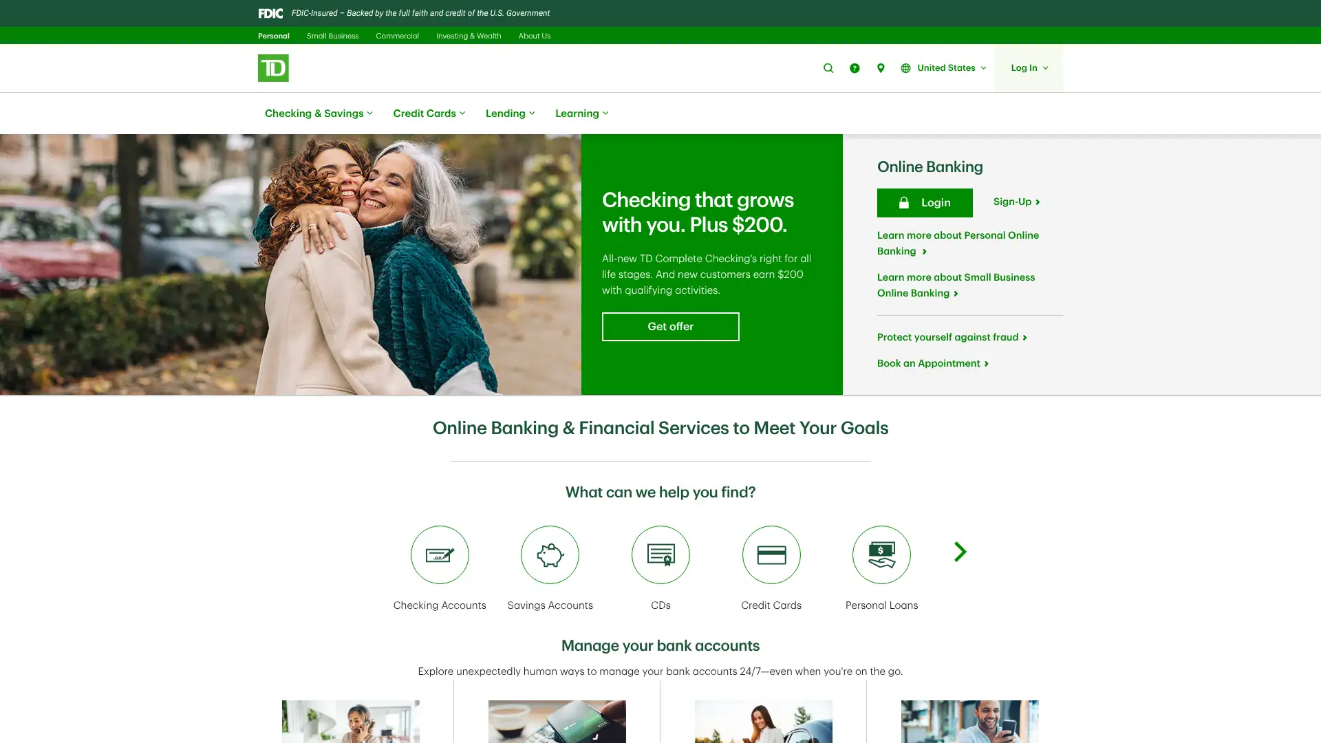TD Bank screenshot