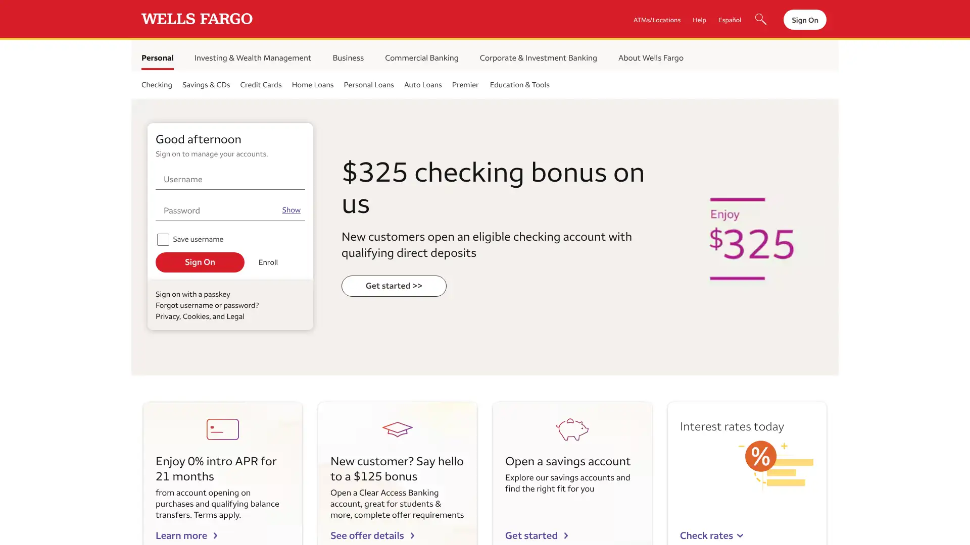 Wells Fargo screenshot