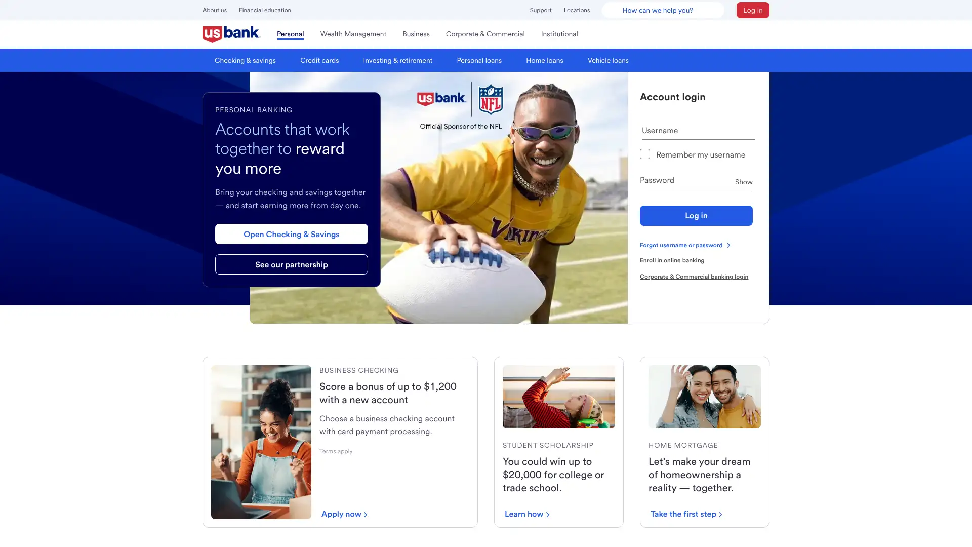 U.S. Bank screenshot