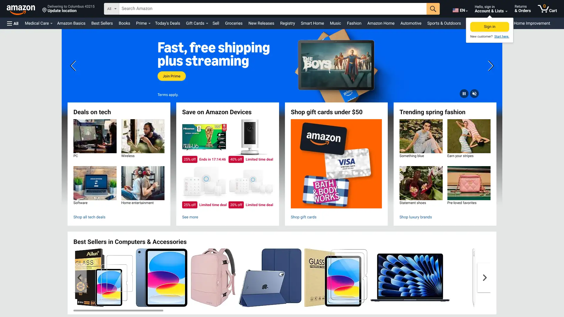 Amazon Prime Visa screenshot