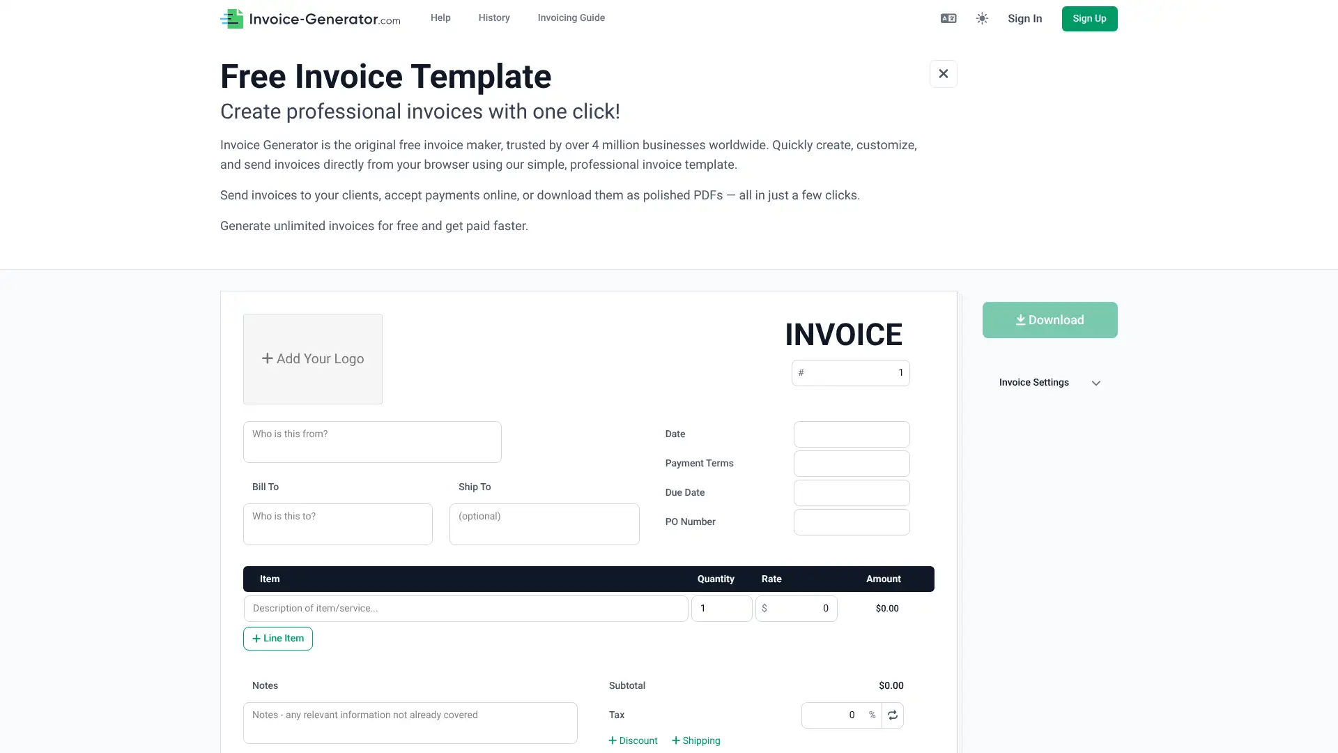 Free Invoice Generator screenshot
