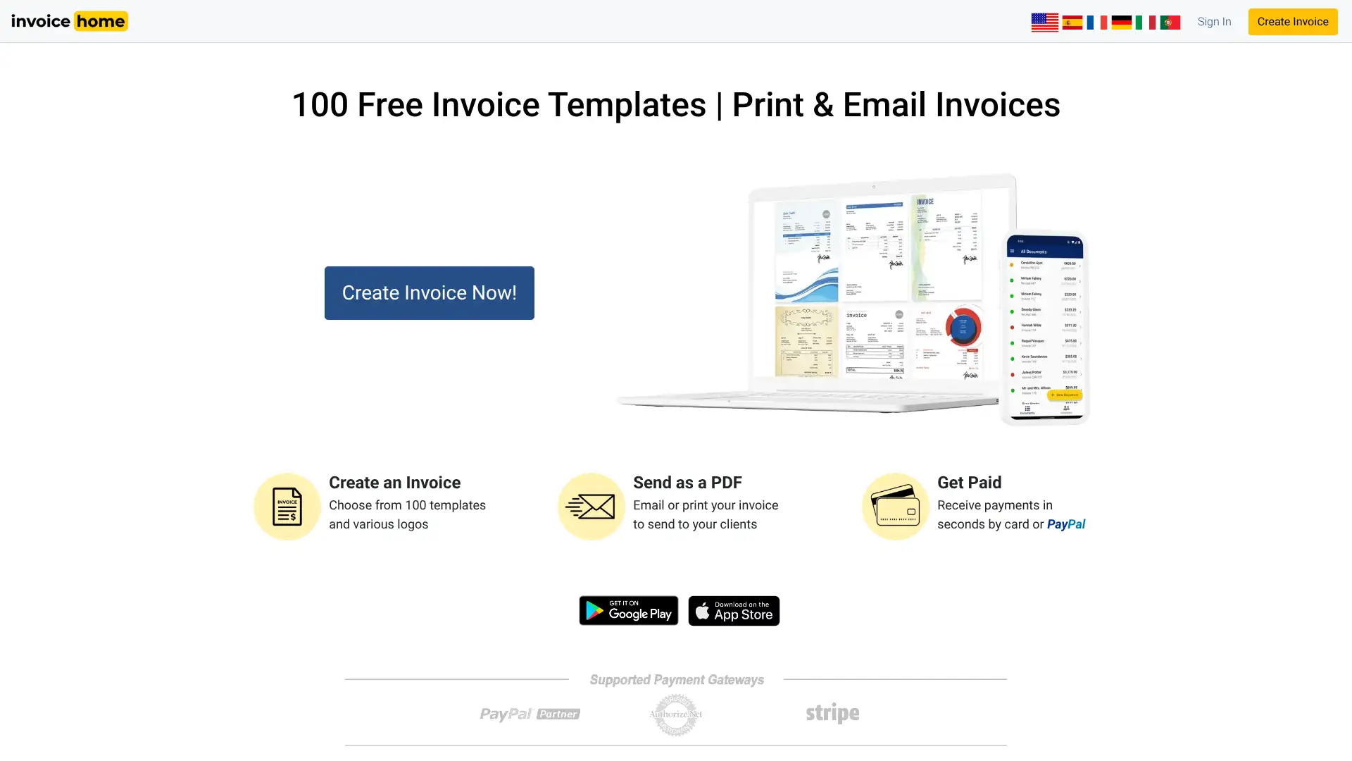 Invoice Home screenshot