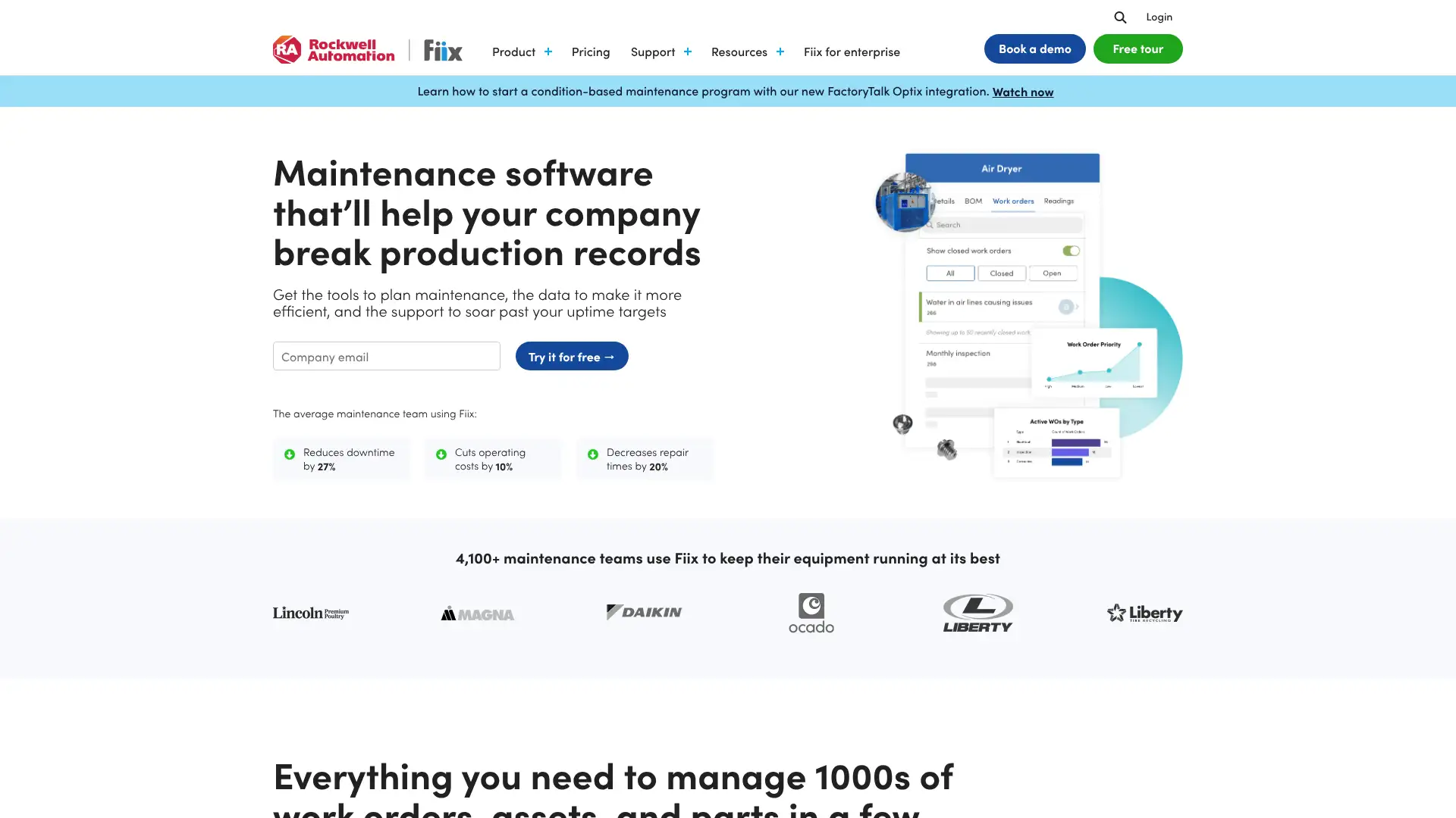 Fiix (by Rockwell Automation) screenshot