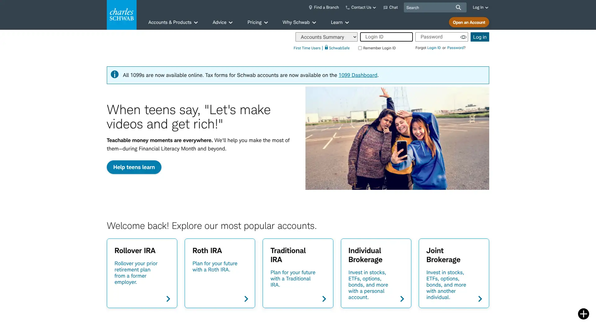 Charles Schwab screenshot