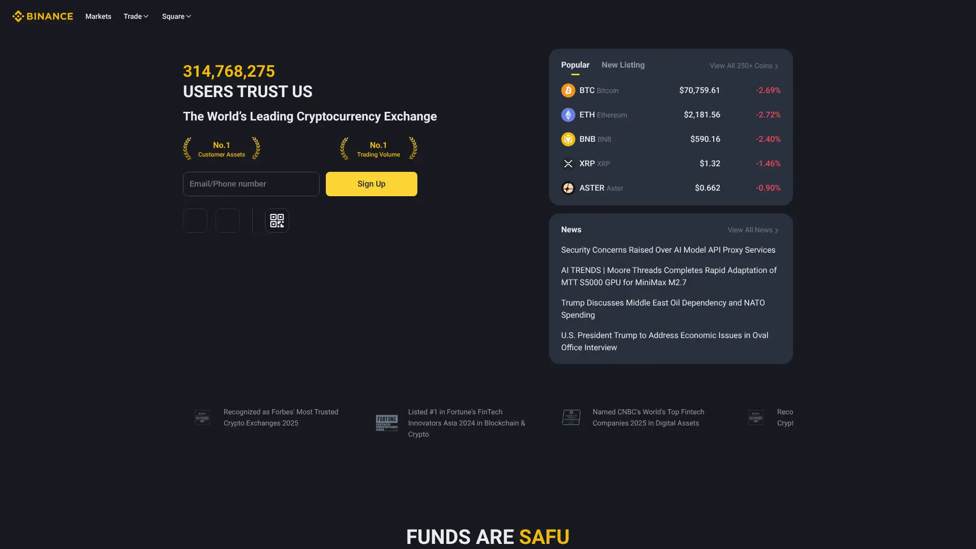 Binance screenshot