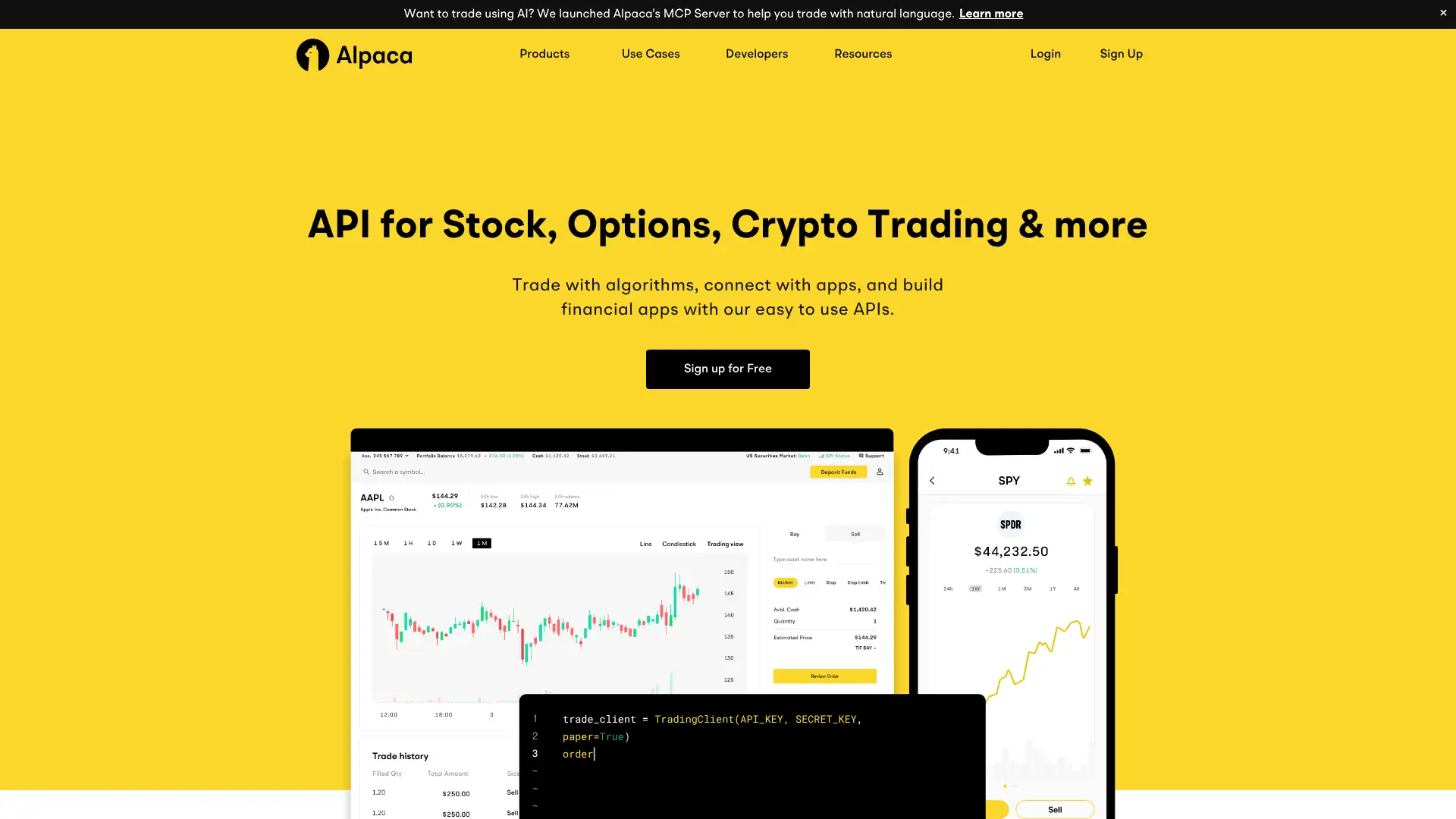 Alpaca Markets screenshot