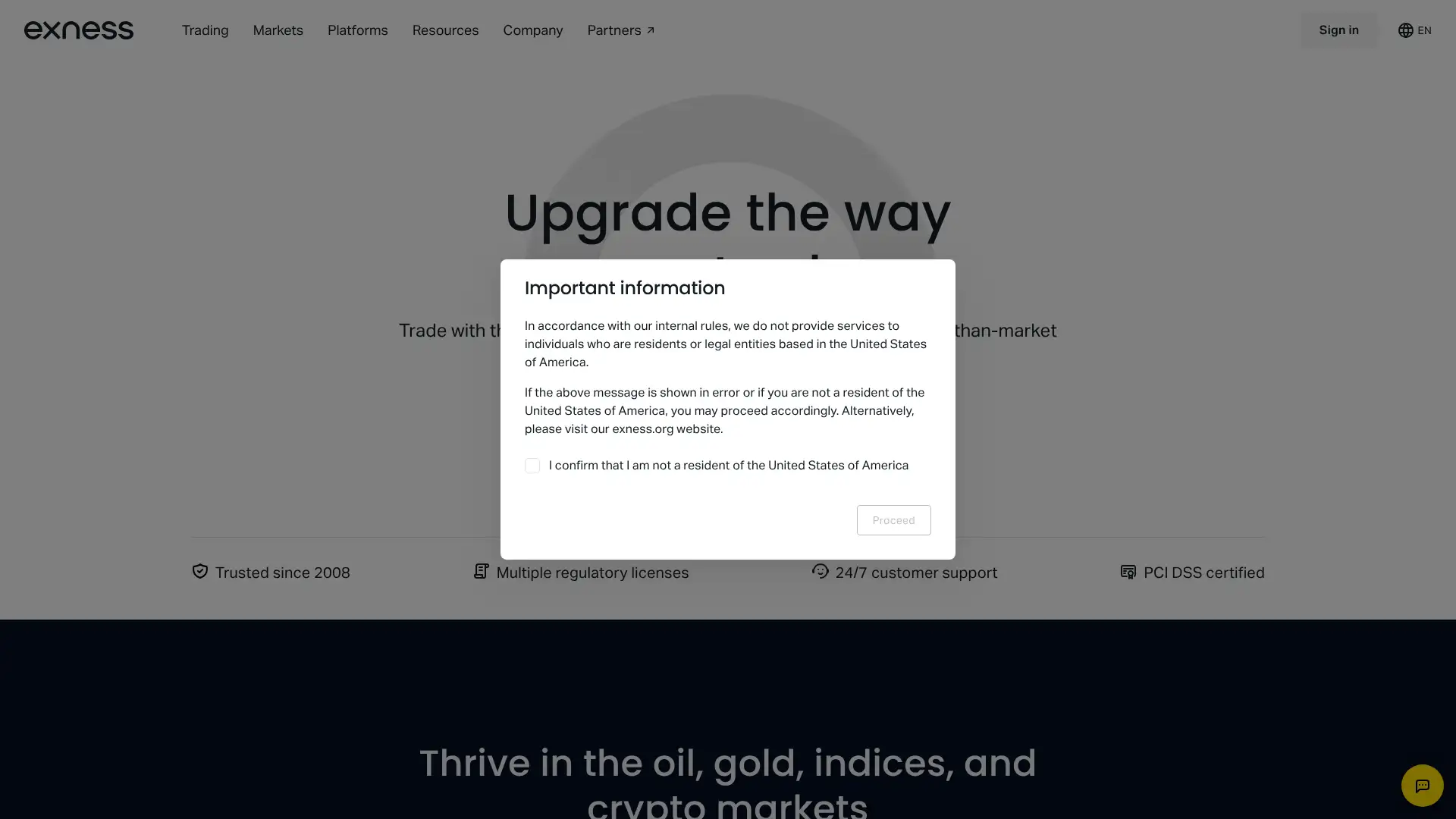 Exness screenshot
