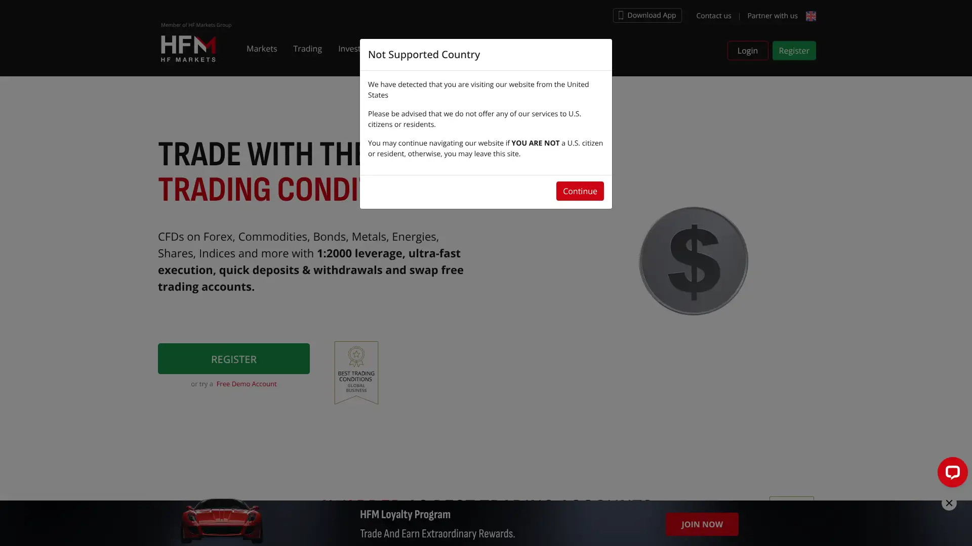 HotForex / HFM screenshot